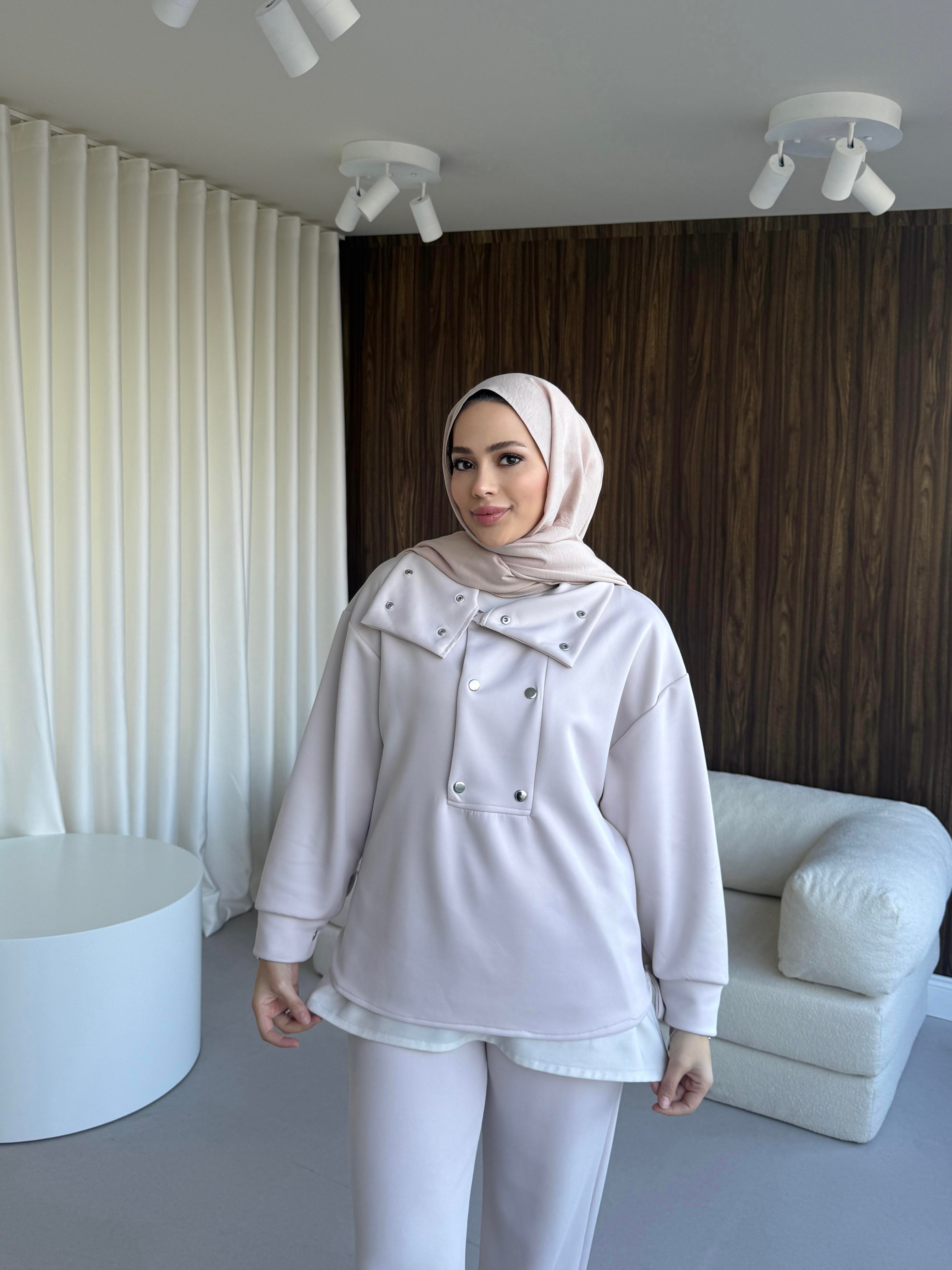 Çıtçıtlı Scuba Takım Krem