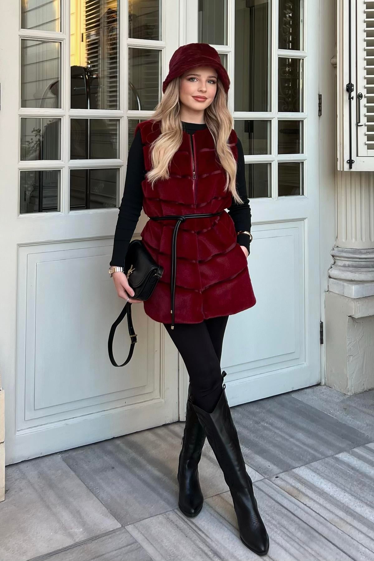 CLASSIC KÜRK YELEK BORDO