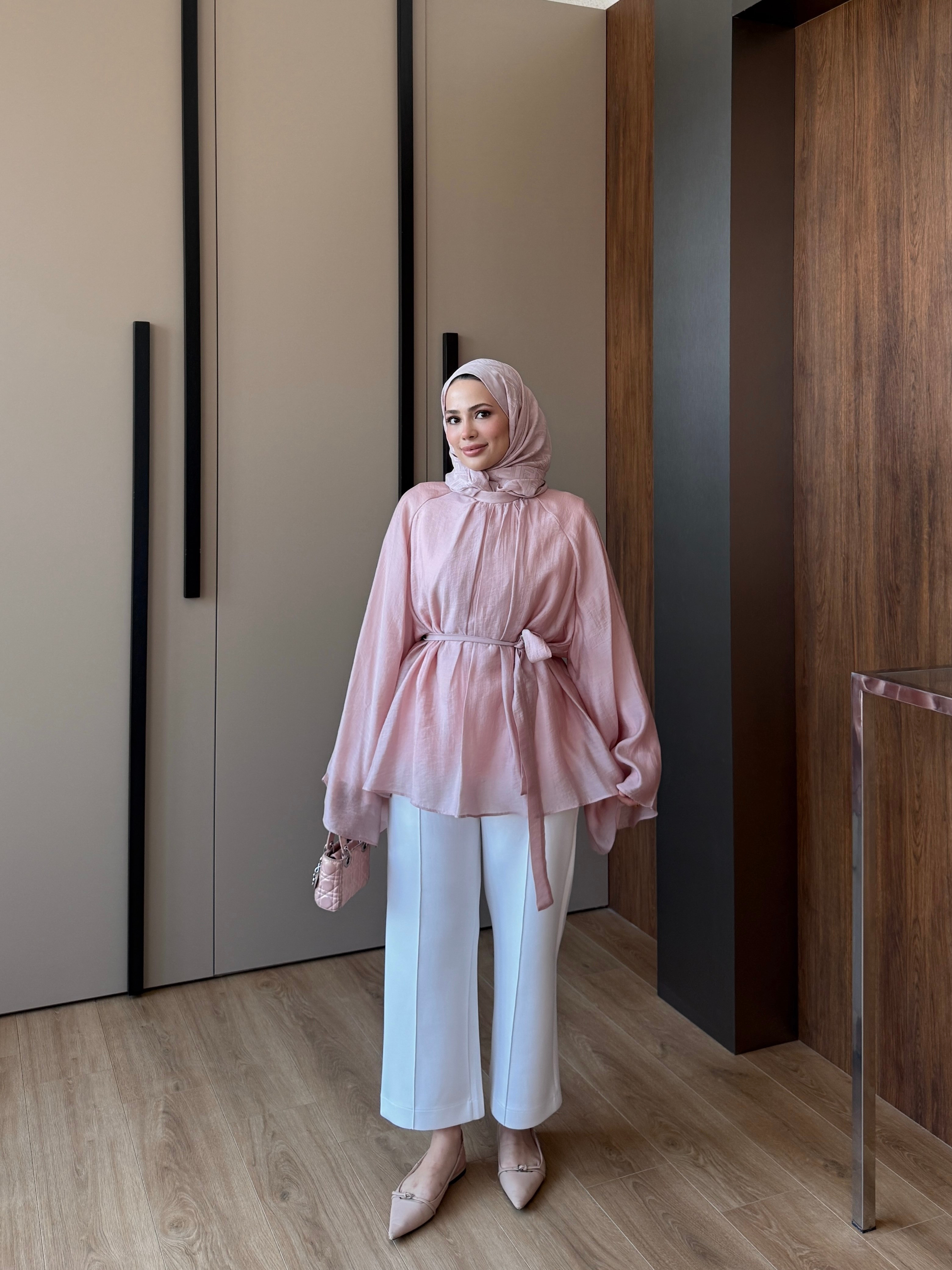 Dökümlü Tunik Pembe