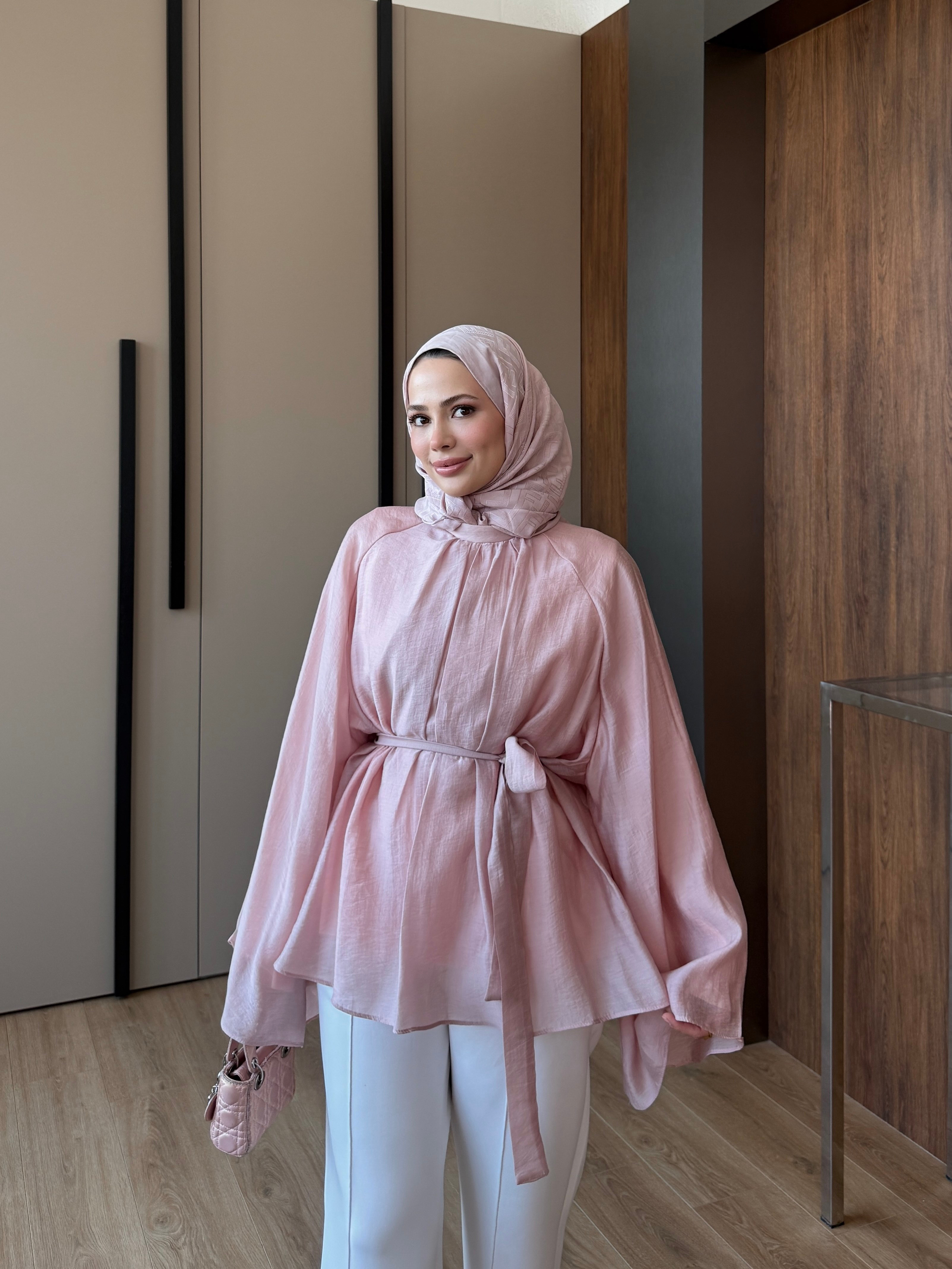Dökümlü Tunik Pembe