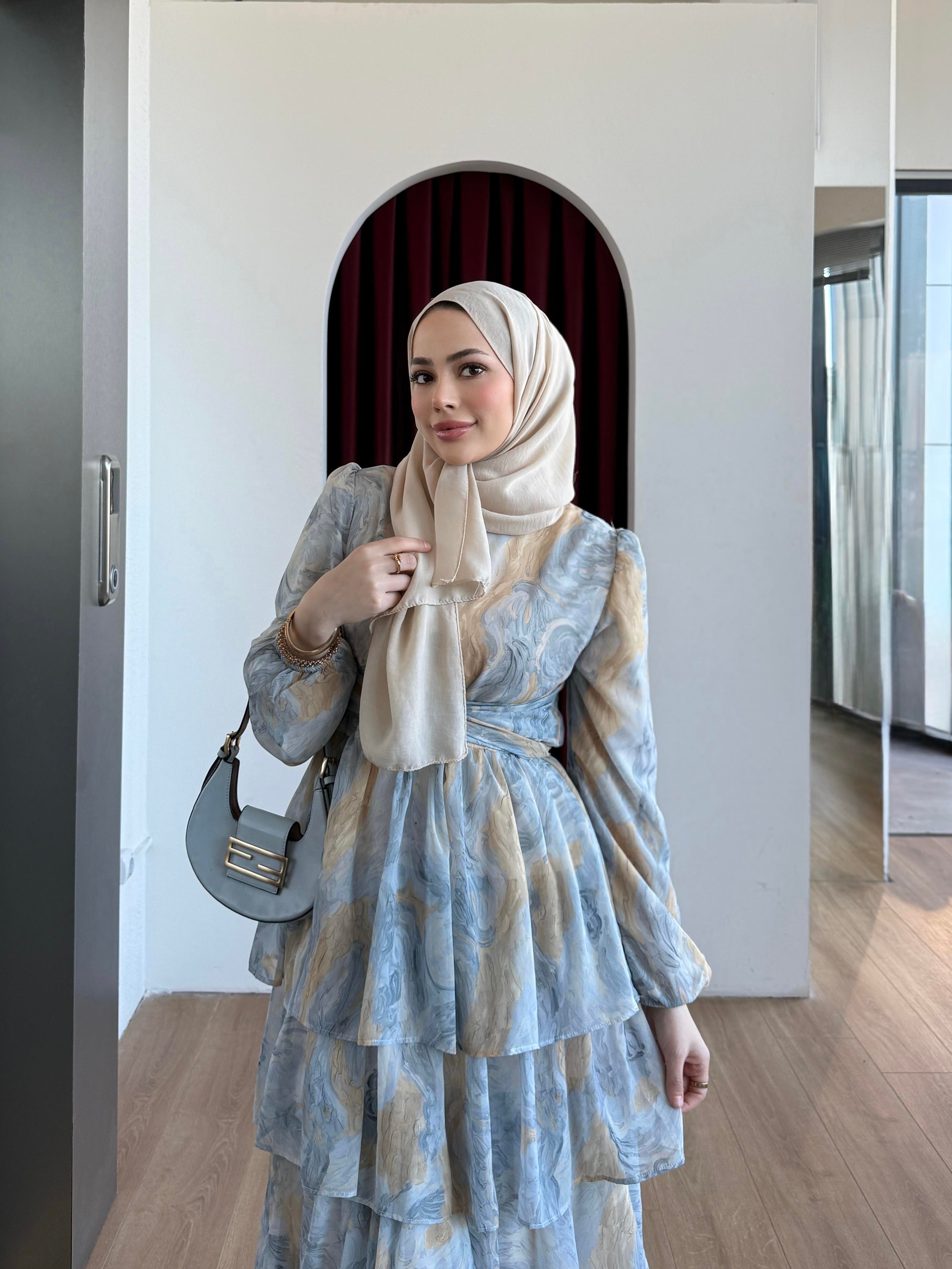 Kat Kat Şifon Elbise Pembe
