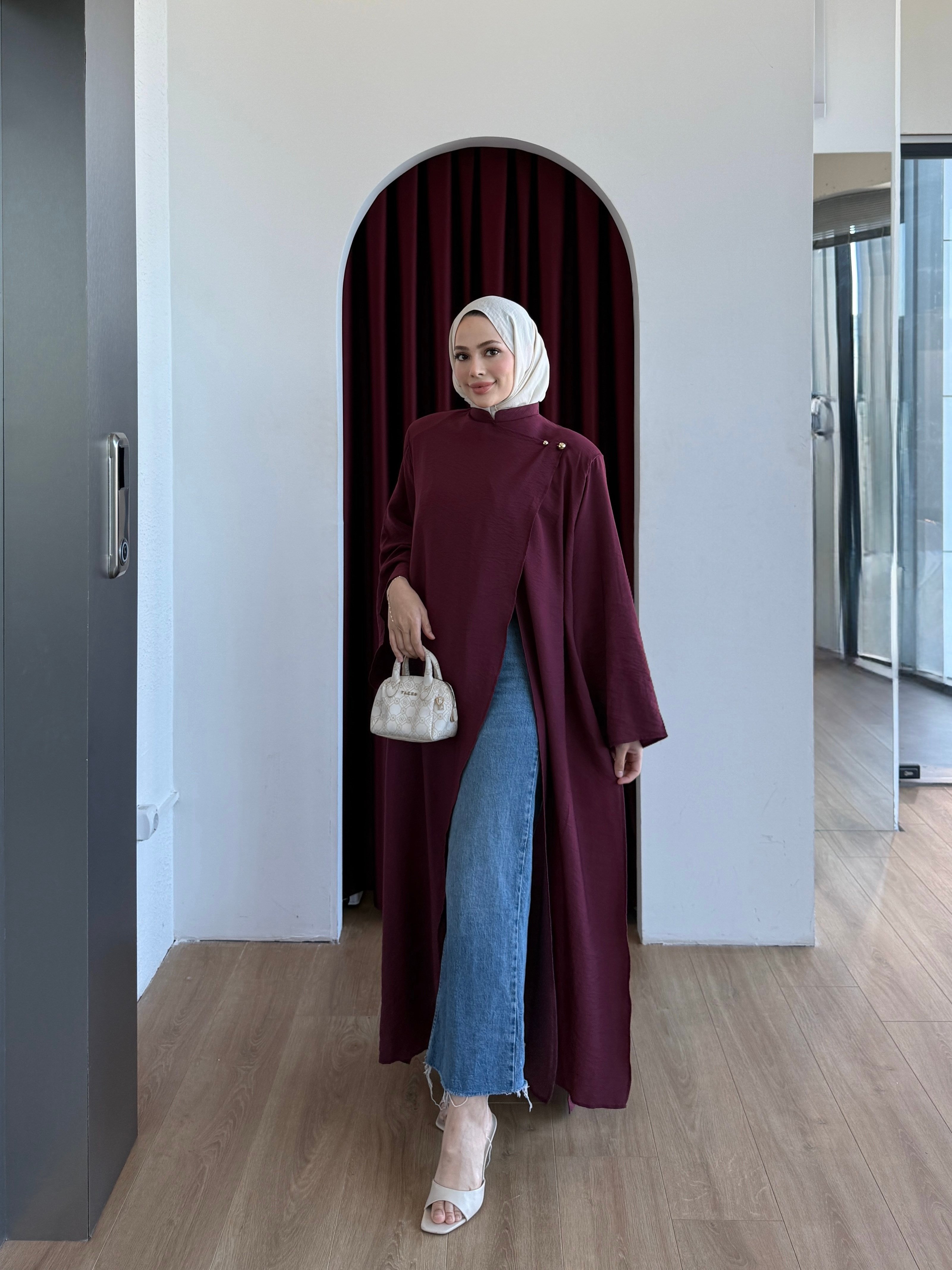 Kimino İncili Abiye Bordo