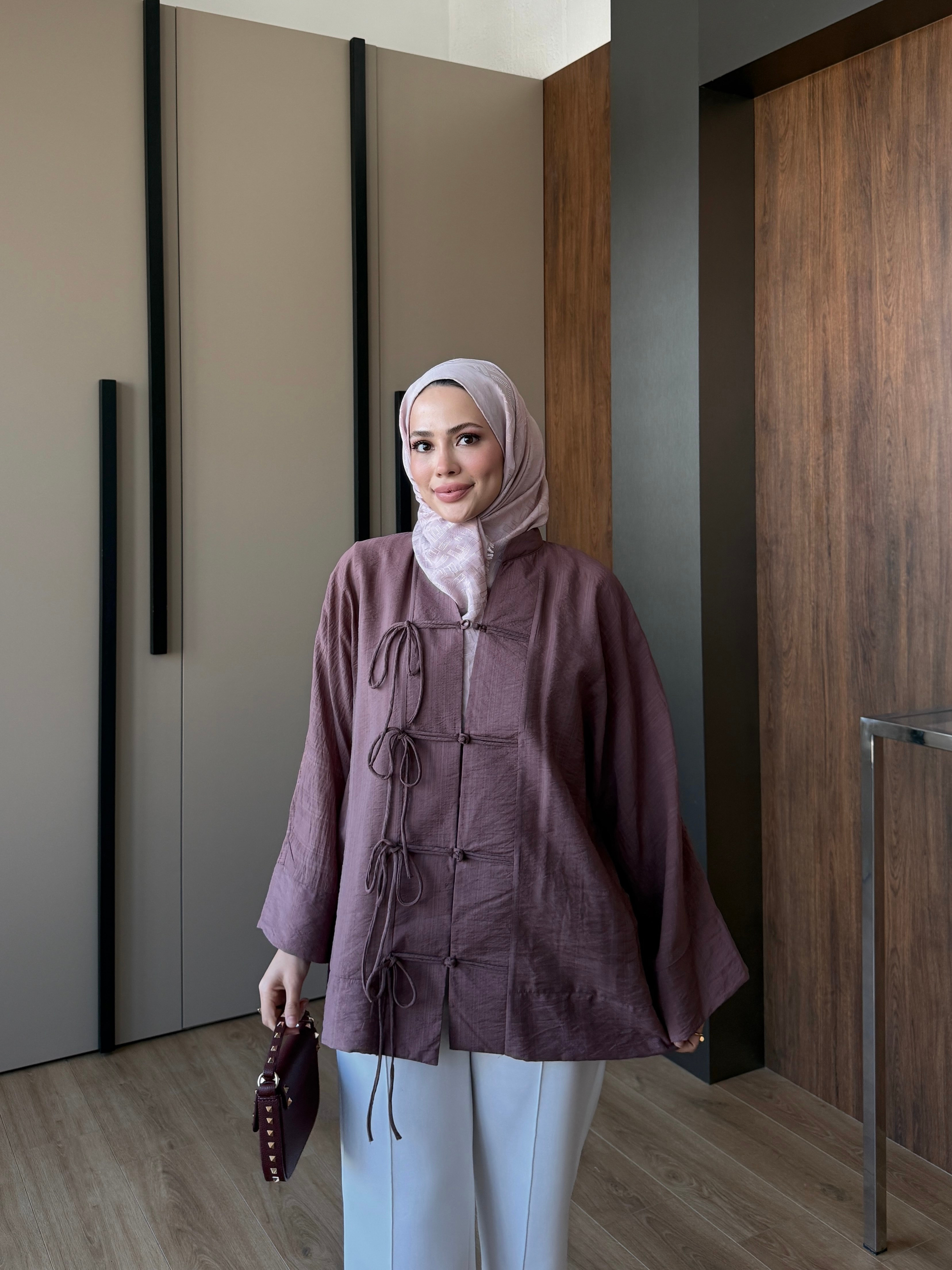 Kruvaze Bağlamalı Tunik Gül Kurusu