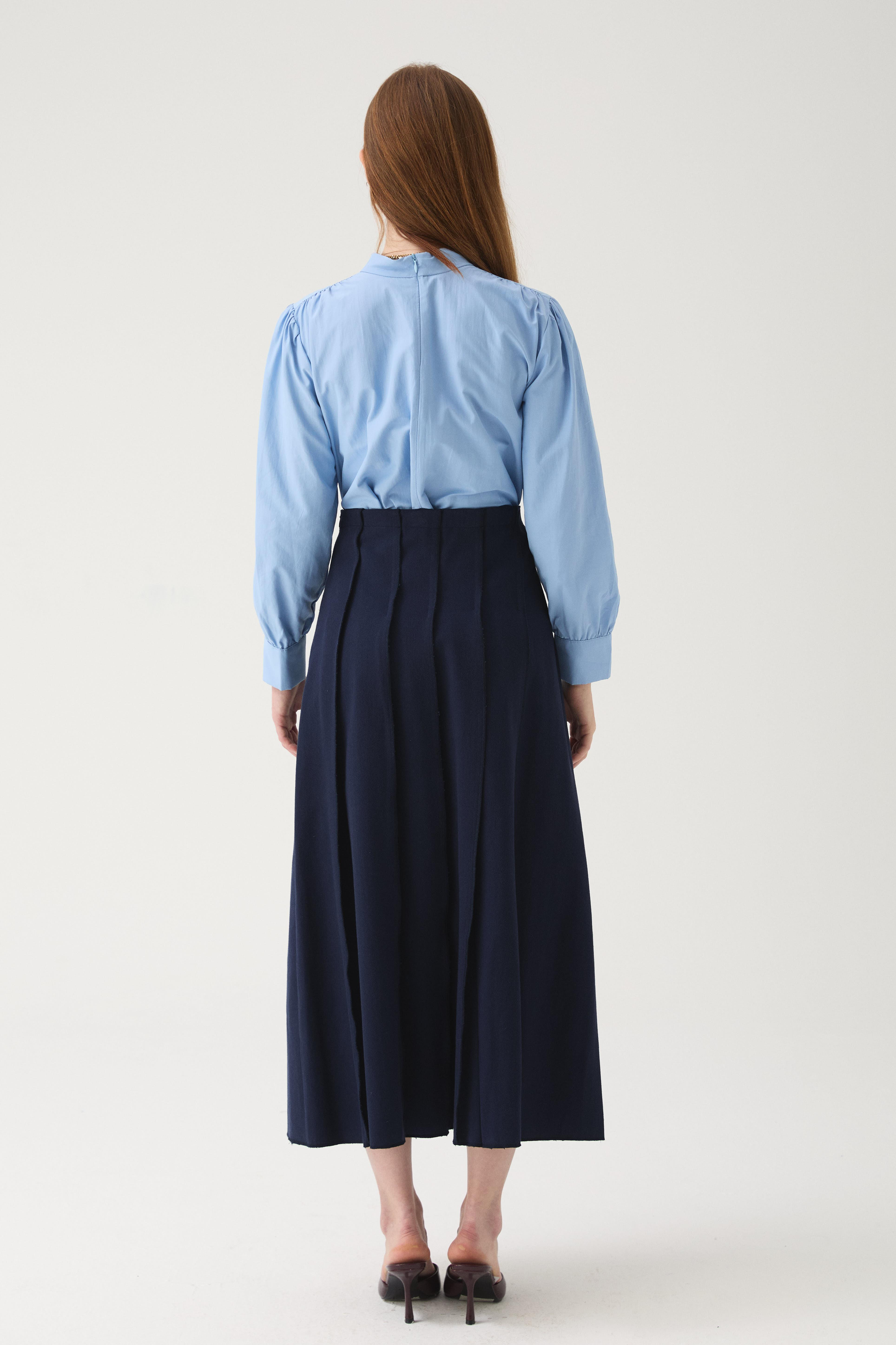 Lacivert Gabardin Etek