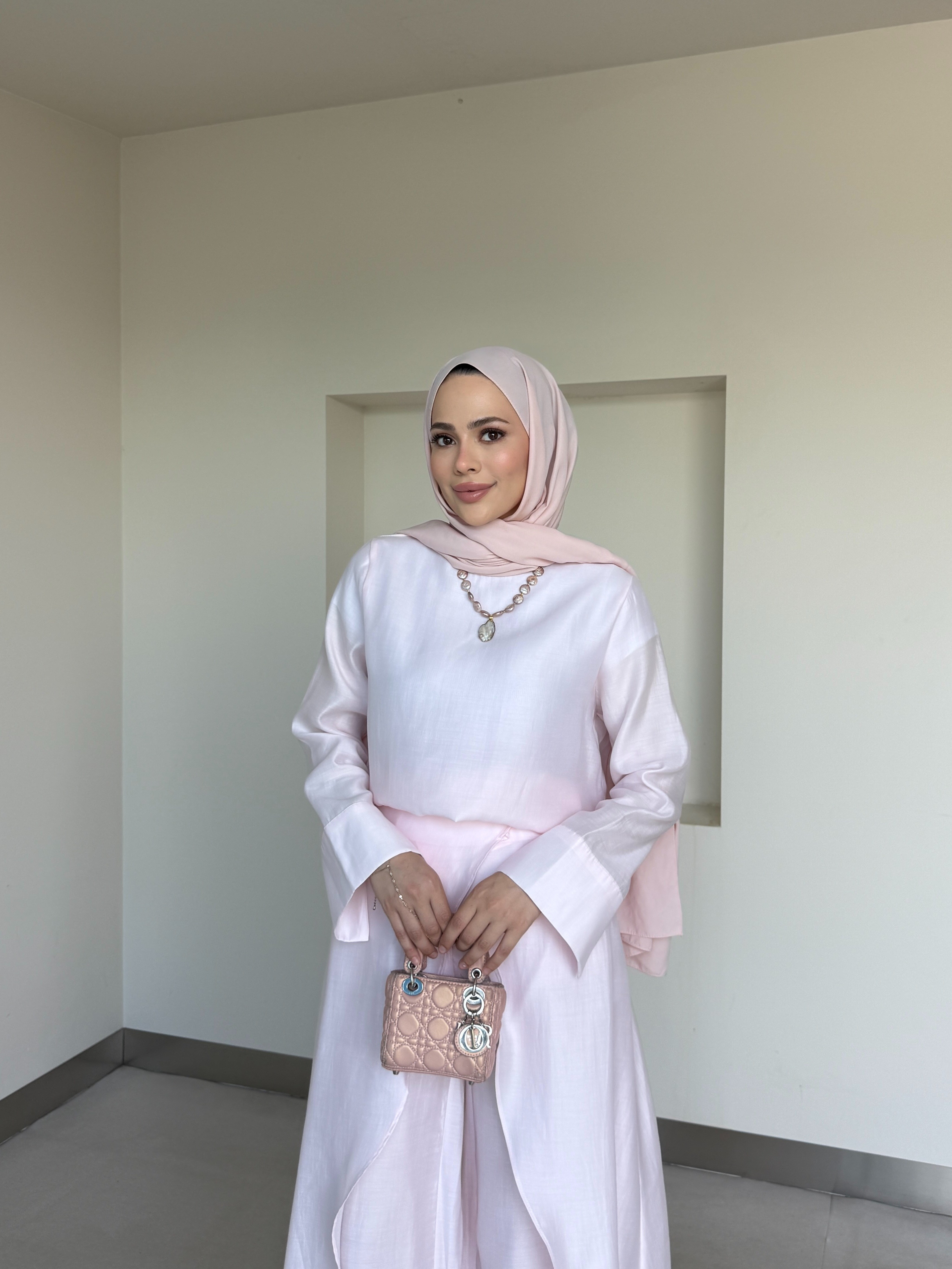Pantolonlu 3'lü Tesettür Takım Pembe