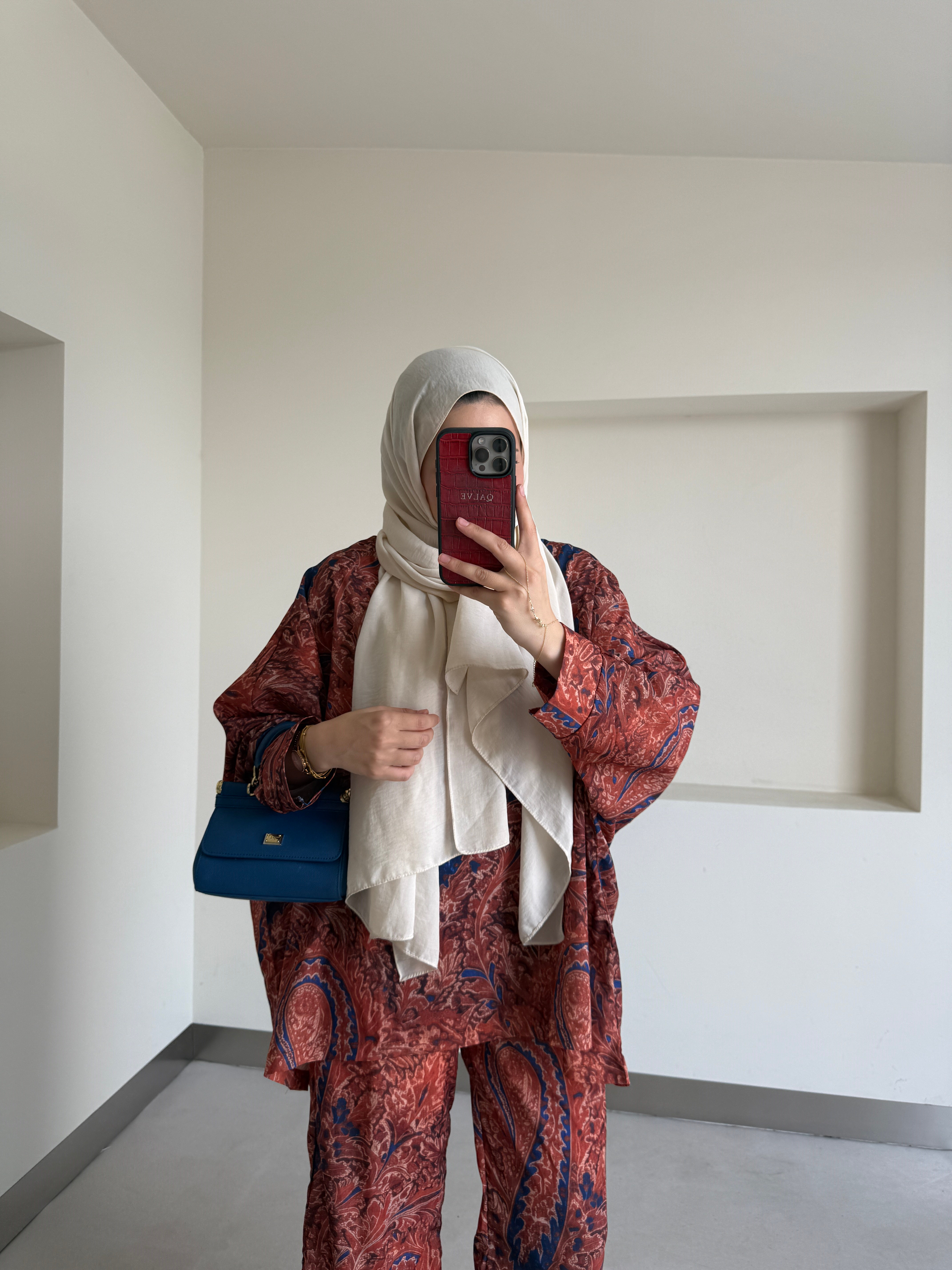 Şal Desenli Oversize İkili Takım