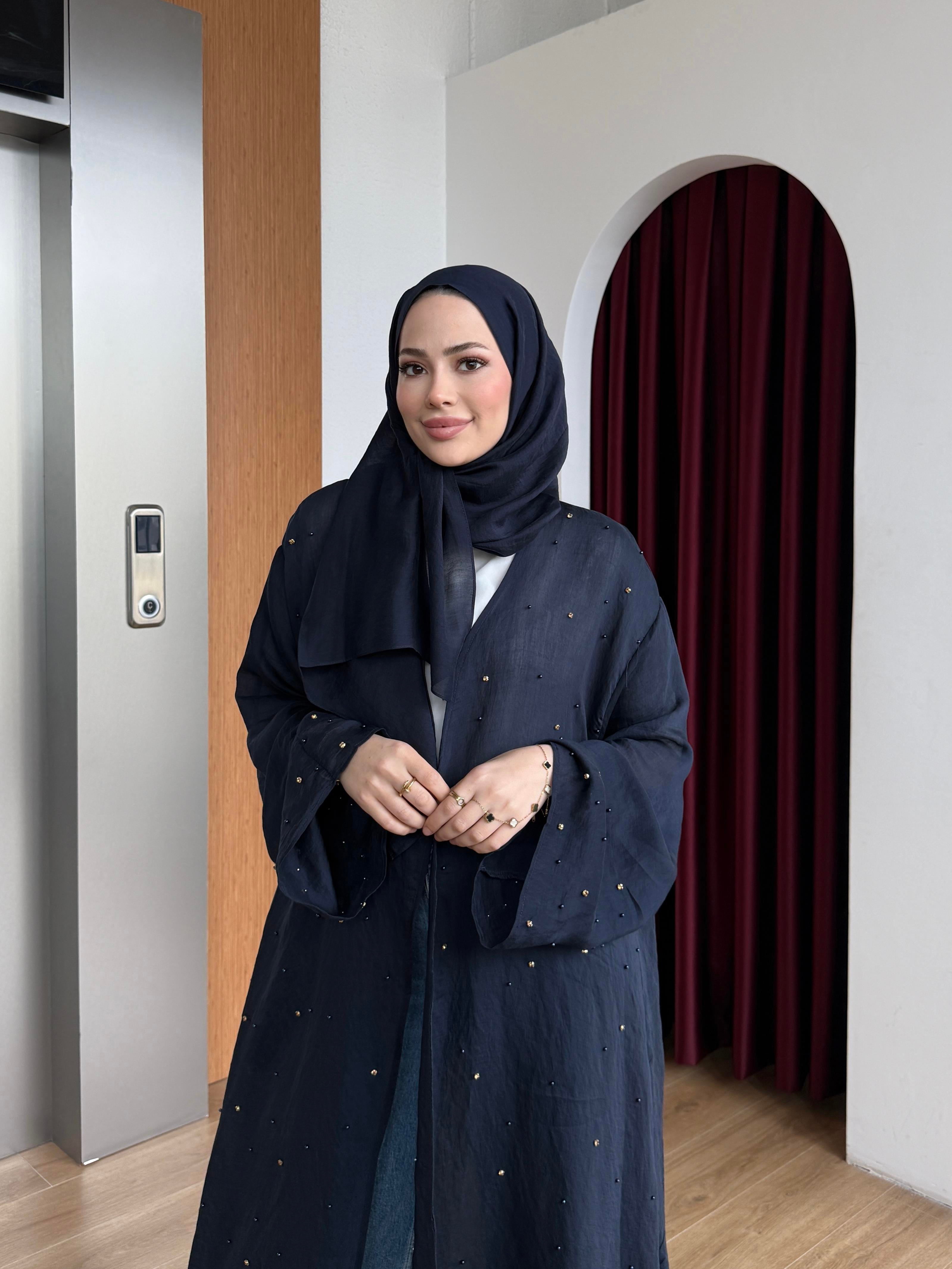 Taşlı Abaya Lacivert