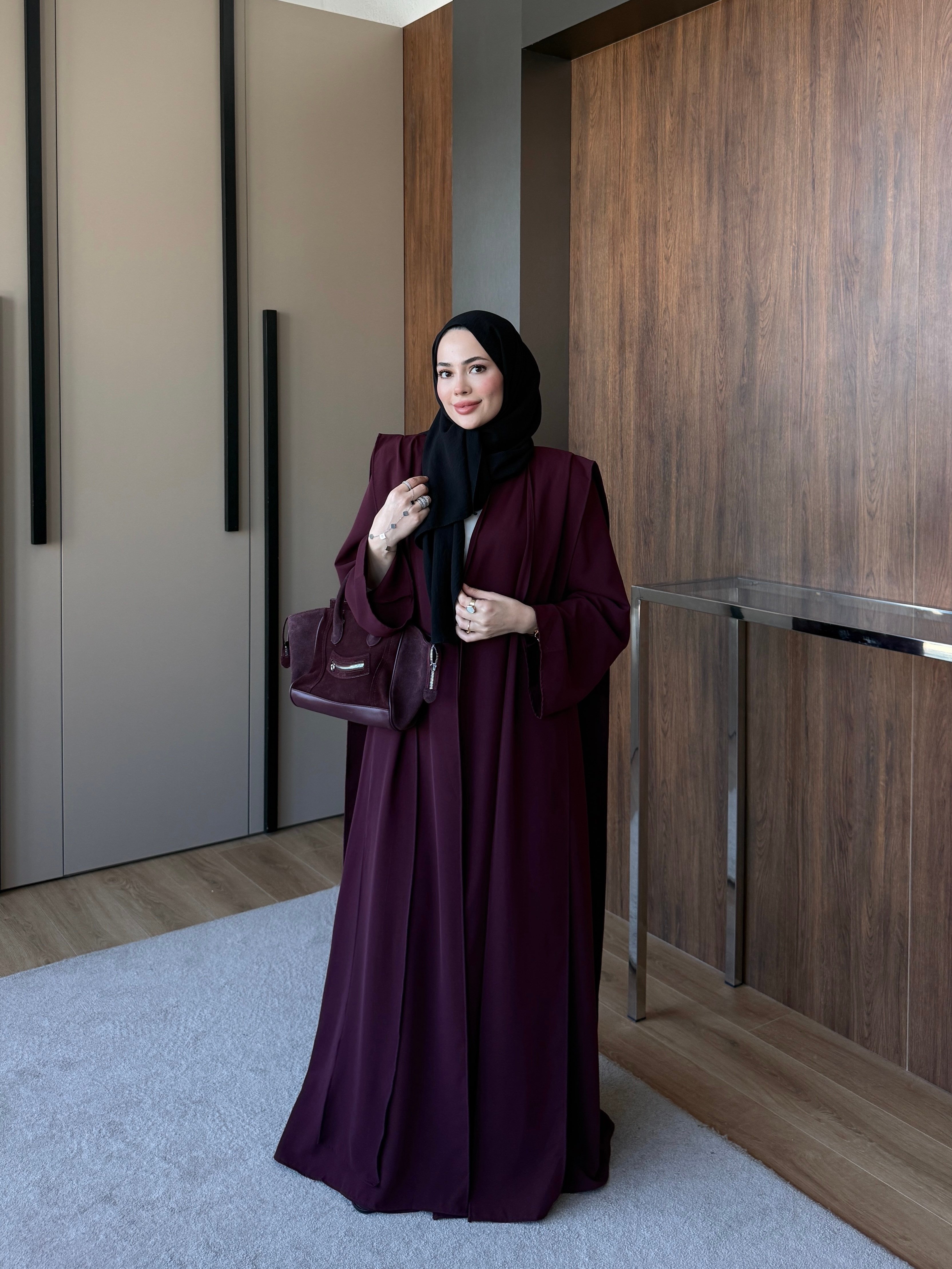 Vatkalı Abaya Takım Bordo