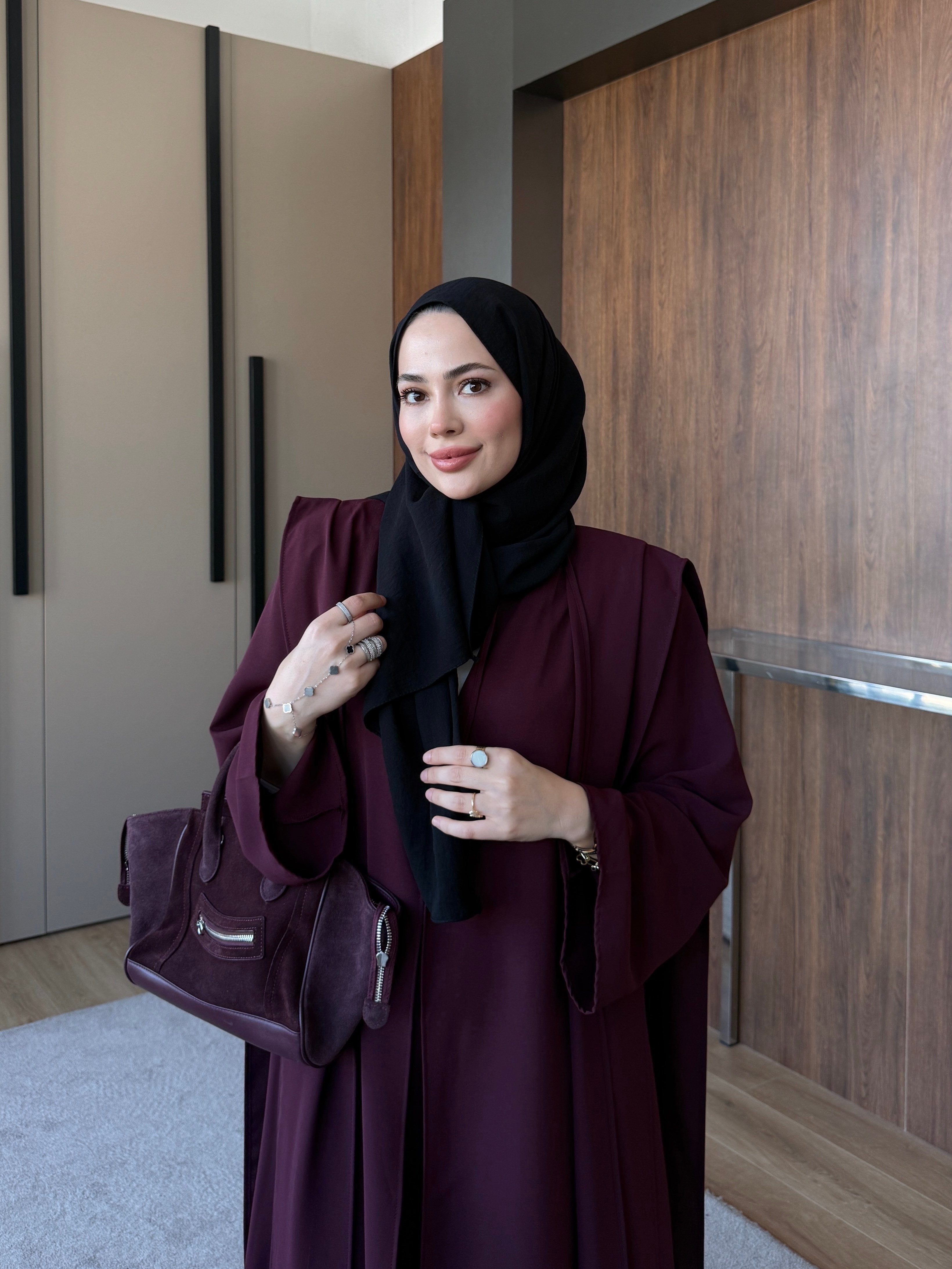 Vatkalı Abaya Takım Bordo