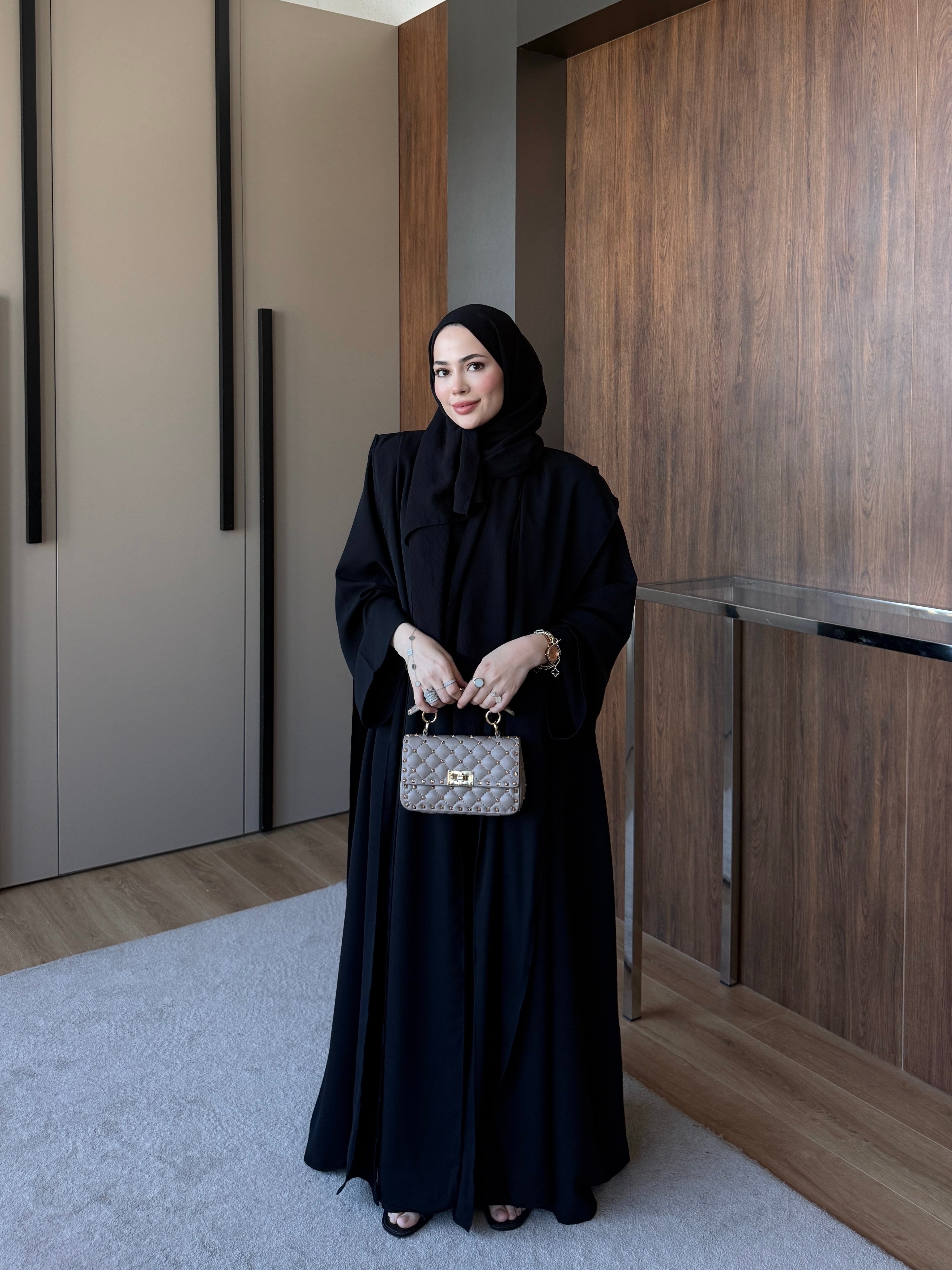 Vatkalı Abaya Takım Siyah