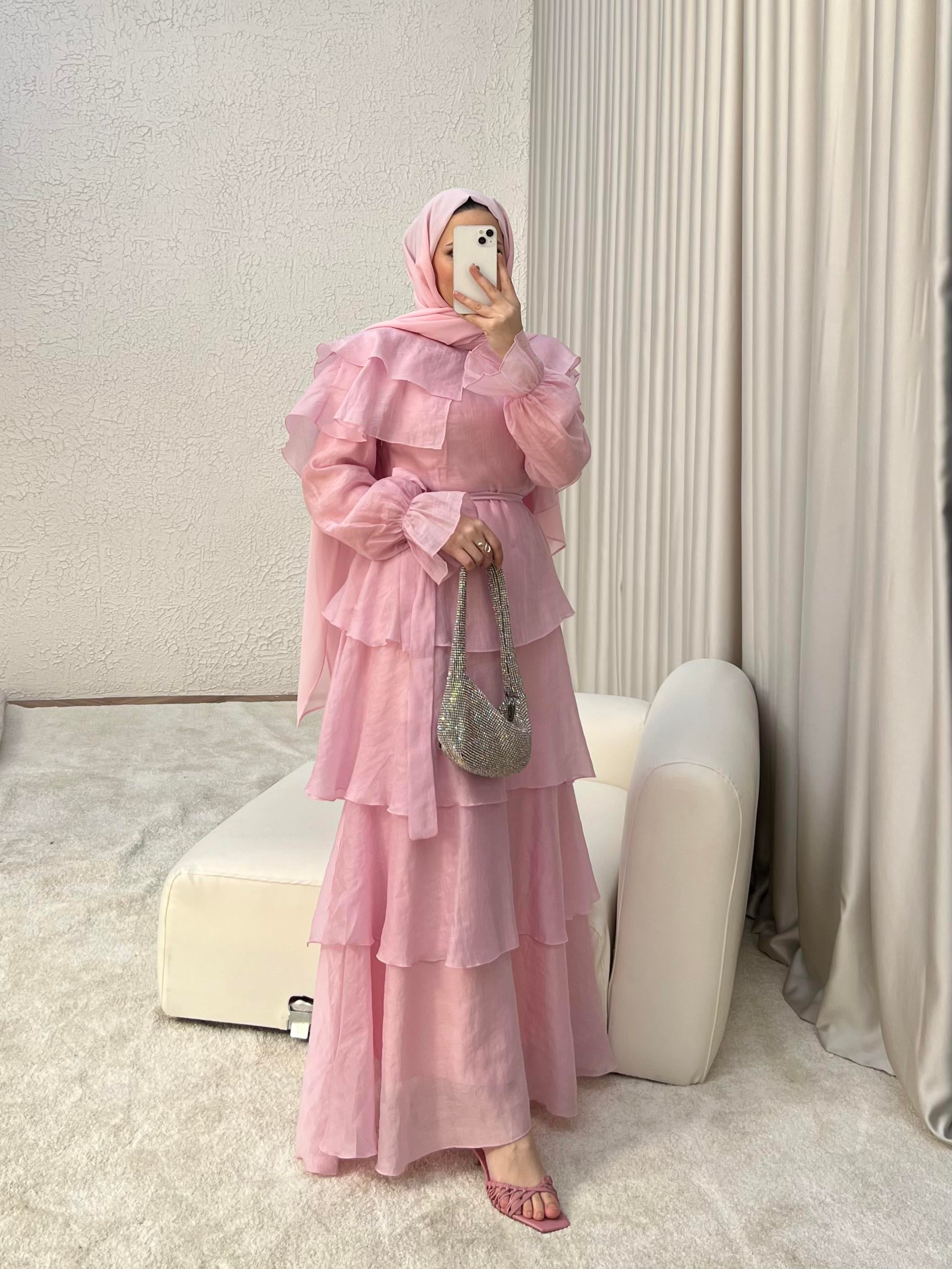 Volanlı Elbise Pembe
