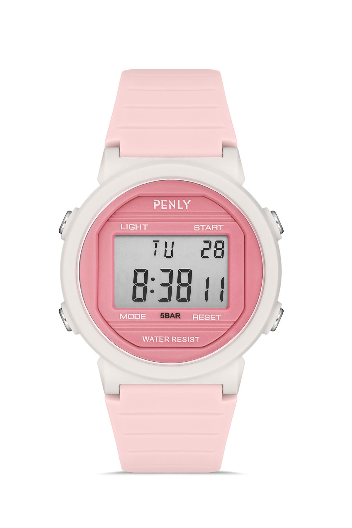 Penly Dijital Kol Saati 219 Model Pembe +4 Renk Kronometre-Alarmlı 5ATM Su Geçirmez 