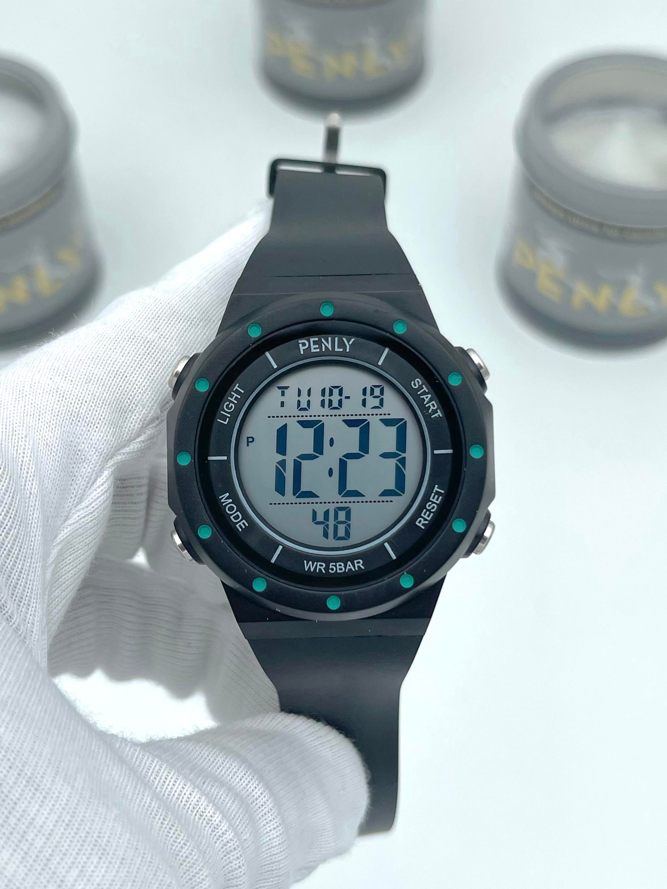 Penly Dijital Kol Saati 356 Model Siyah Yeşil +4 Renk Kronometre-Alarmlı 5ATM Su Geçirmez 