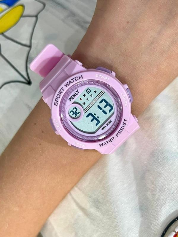Penly Su Geçirmez Dijital Çocuk Kol Saati 8212 Model Pembe +4 Renk Kronometre-Alarmlı 5ATM 