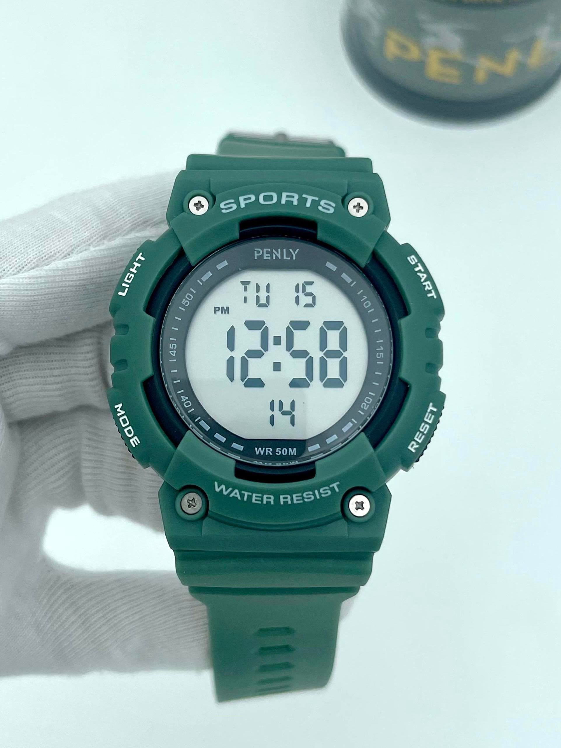 Penly Dijital Kol Saati 349 Model Yeşil +4 Renk Kronometre-Alarmlı 5ATM Su Geçirmez 