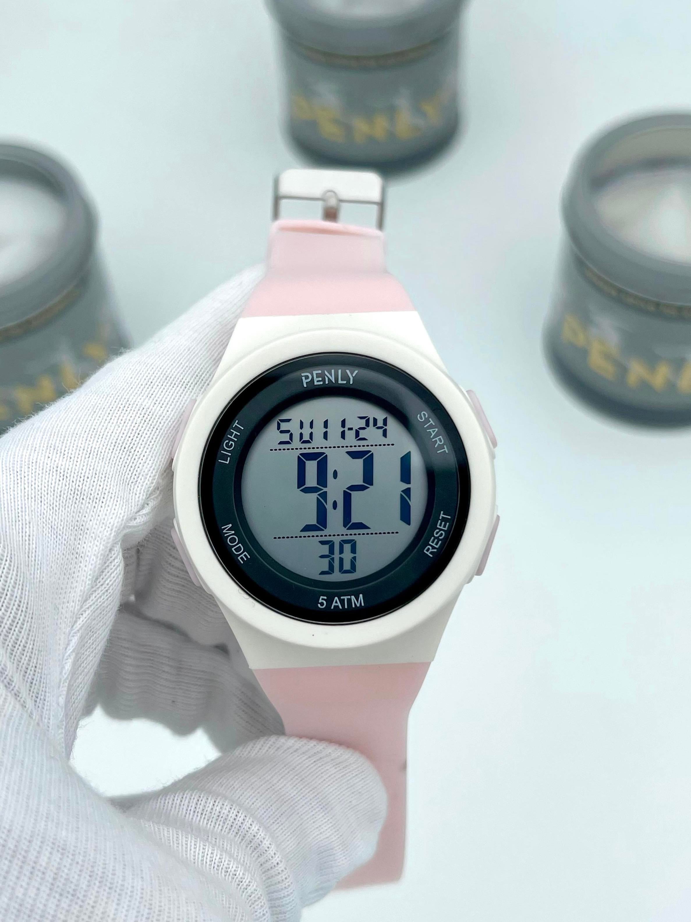 Penly Dijital Kol Saati 348 Model Pembe +4 Renk Kronometre-Alarmlı 5ATM Su Geçirmez 