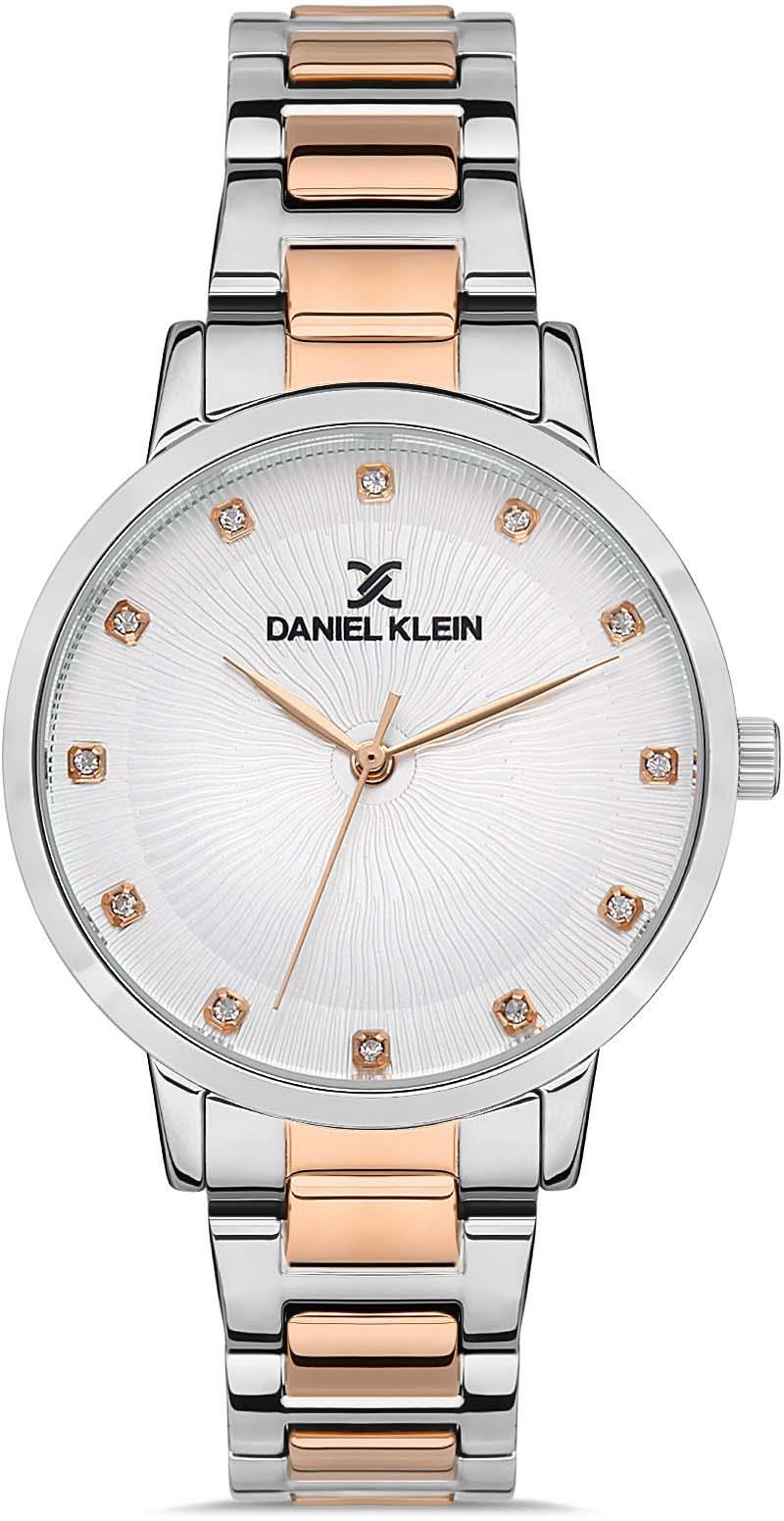 Daniel Klein Yeni Model Kadın Gümüş-Rose Renk İçi Yuvarlak Taşlı Kol Saati + Hediyeli Bileklik
