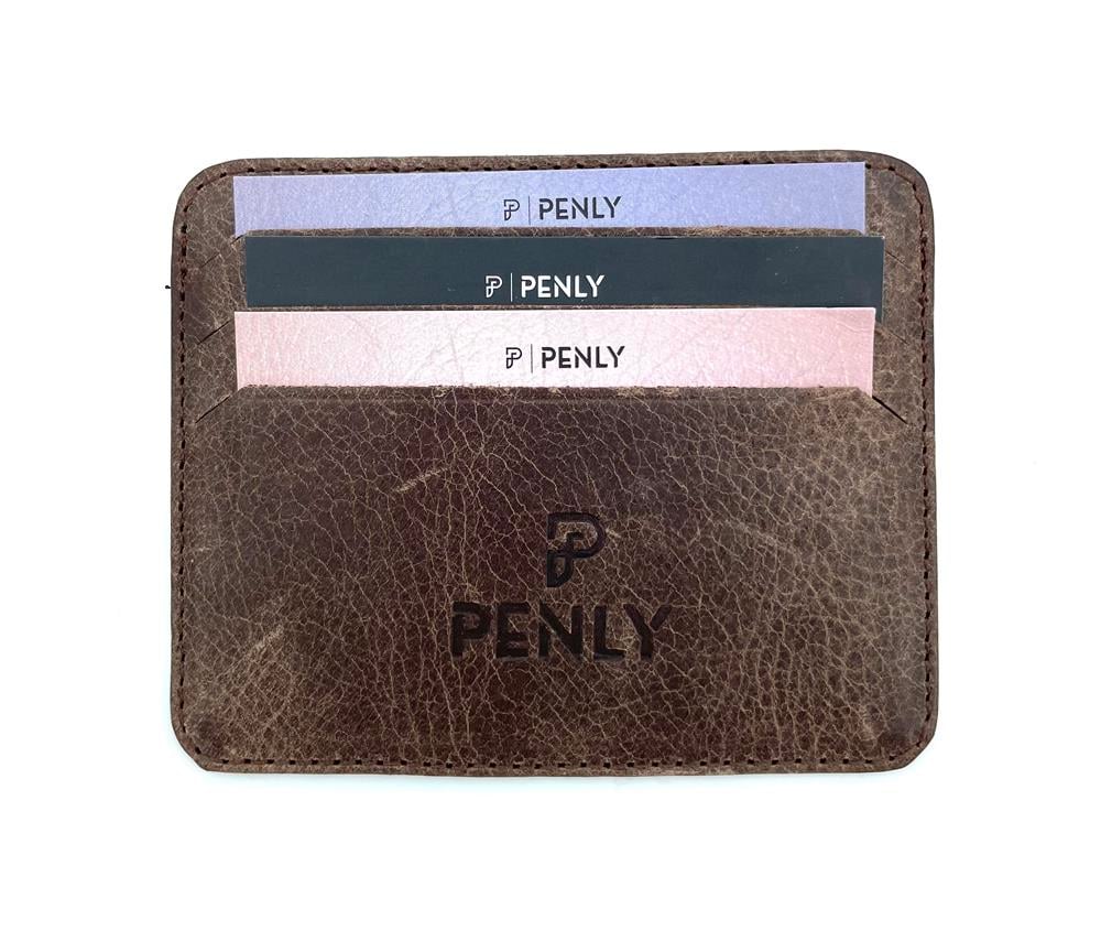 Penly Orjinal Hakiki Deri  Koyu kahverengi Erkek Kartlık Cüzdan modeli
