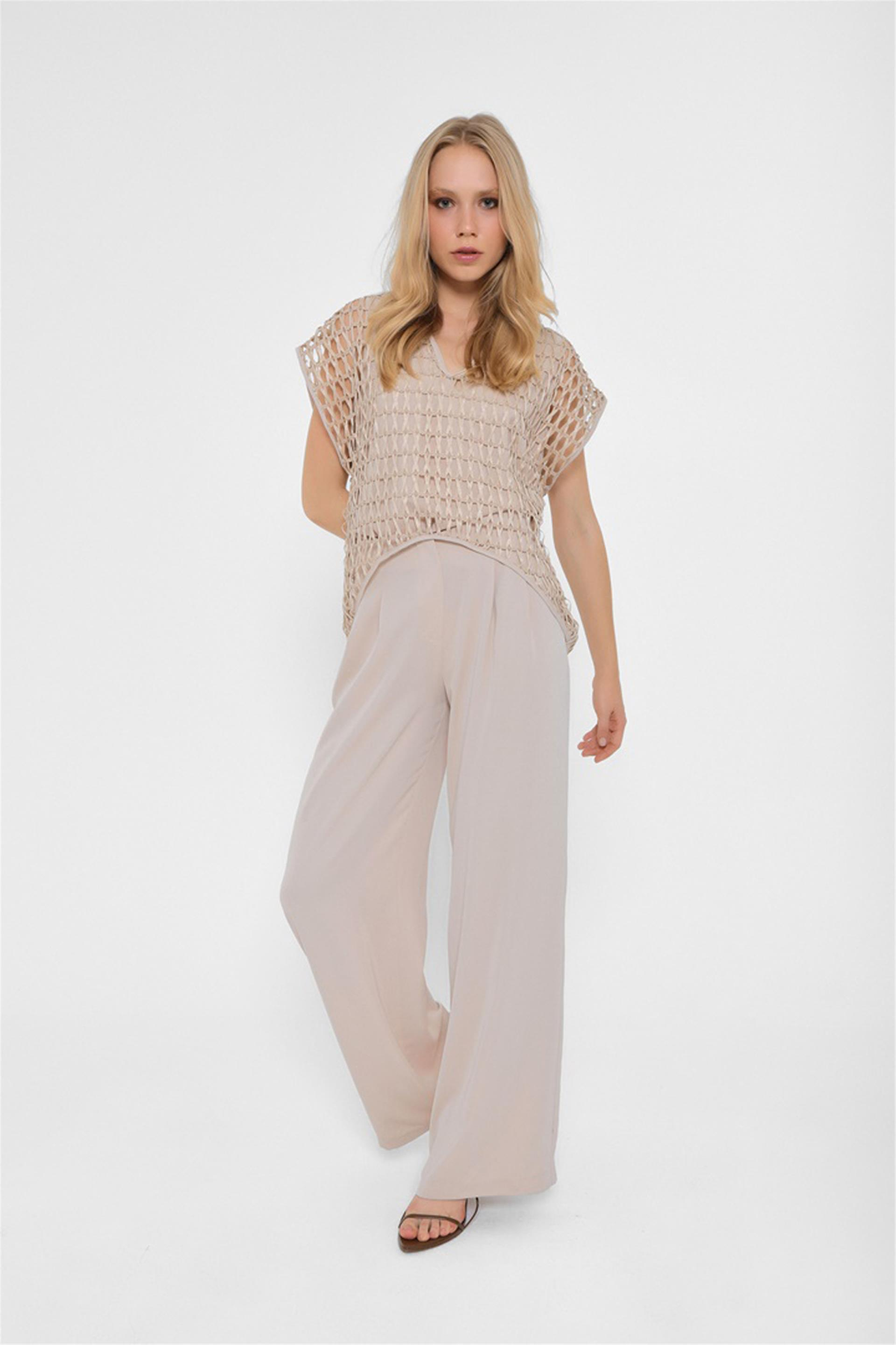 031094 WAISTLESS PLEATED LONG PANTS