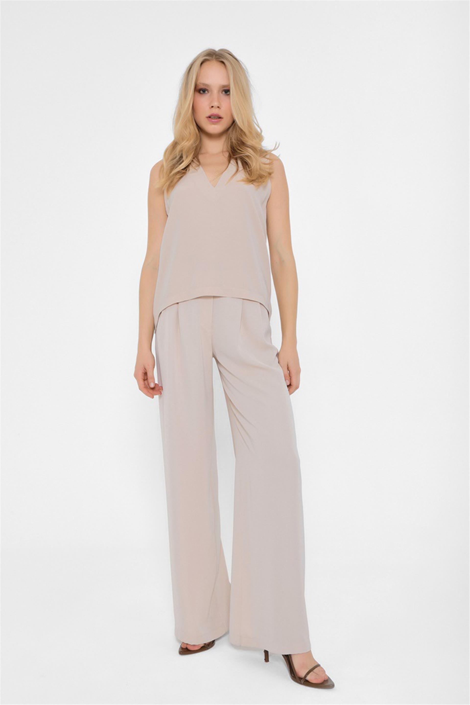031094 WAISTLESS PLEATED LONG PANTS