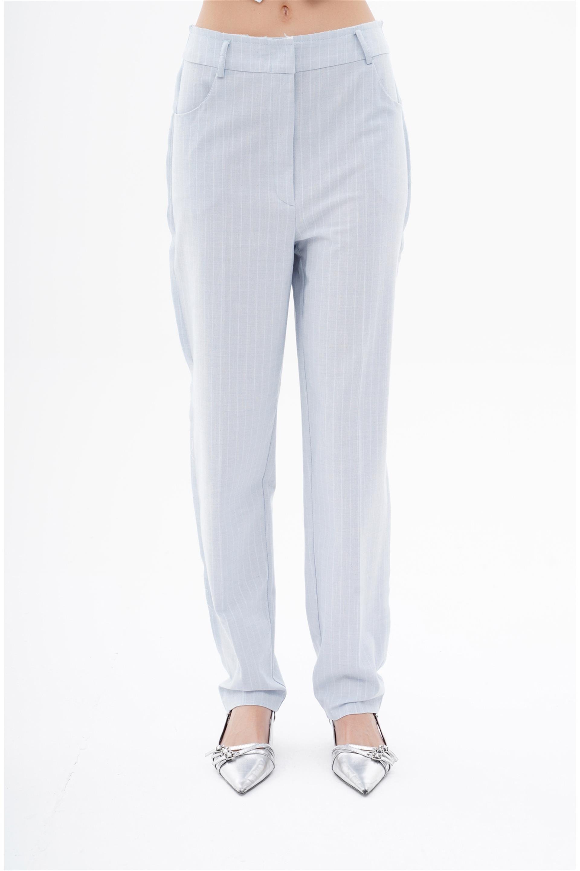 031156 STRIPED PANTS WITH LOW CROTCH AND CUT EDGE