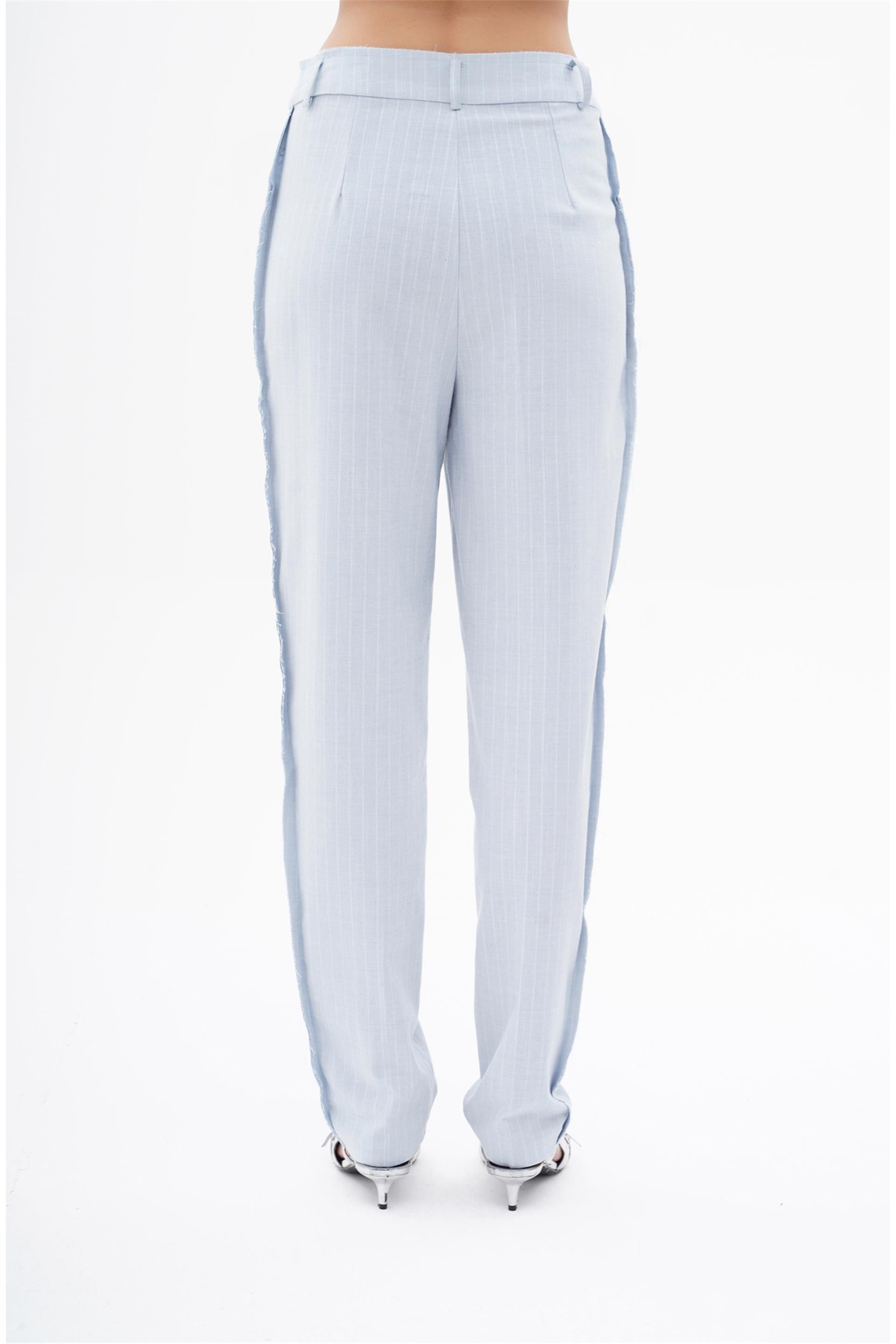 031156 STRIPED PANTS WITH LOW CROTCH AND CUT EDGE