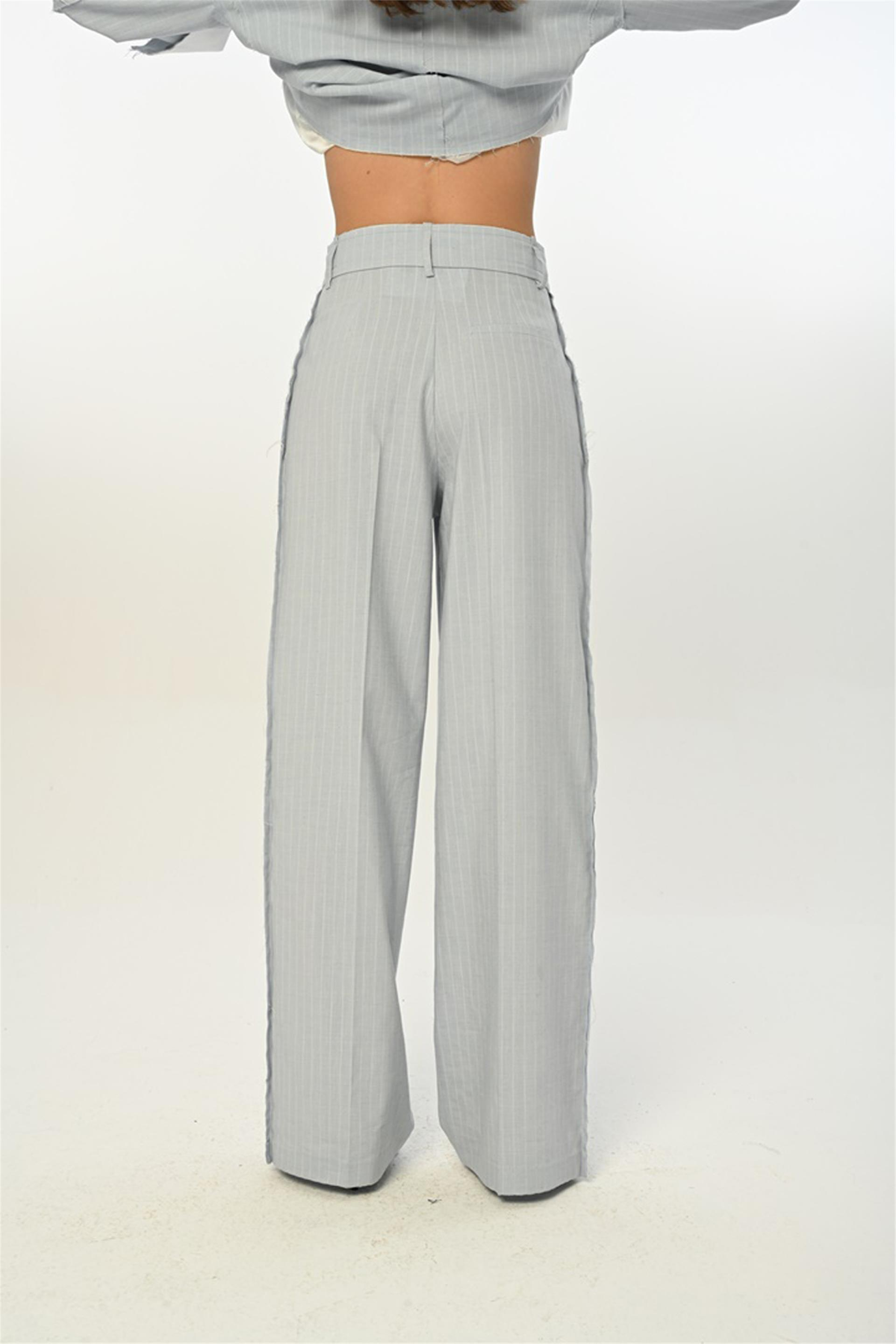 031157 BG  LOOSE FIT DAD's PANTS WITH PLEATS AND CUT EDGES