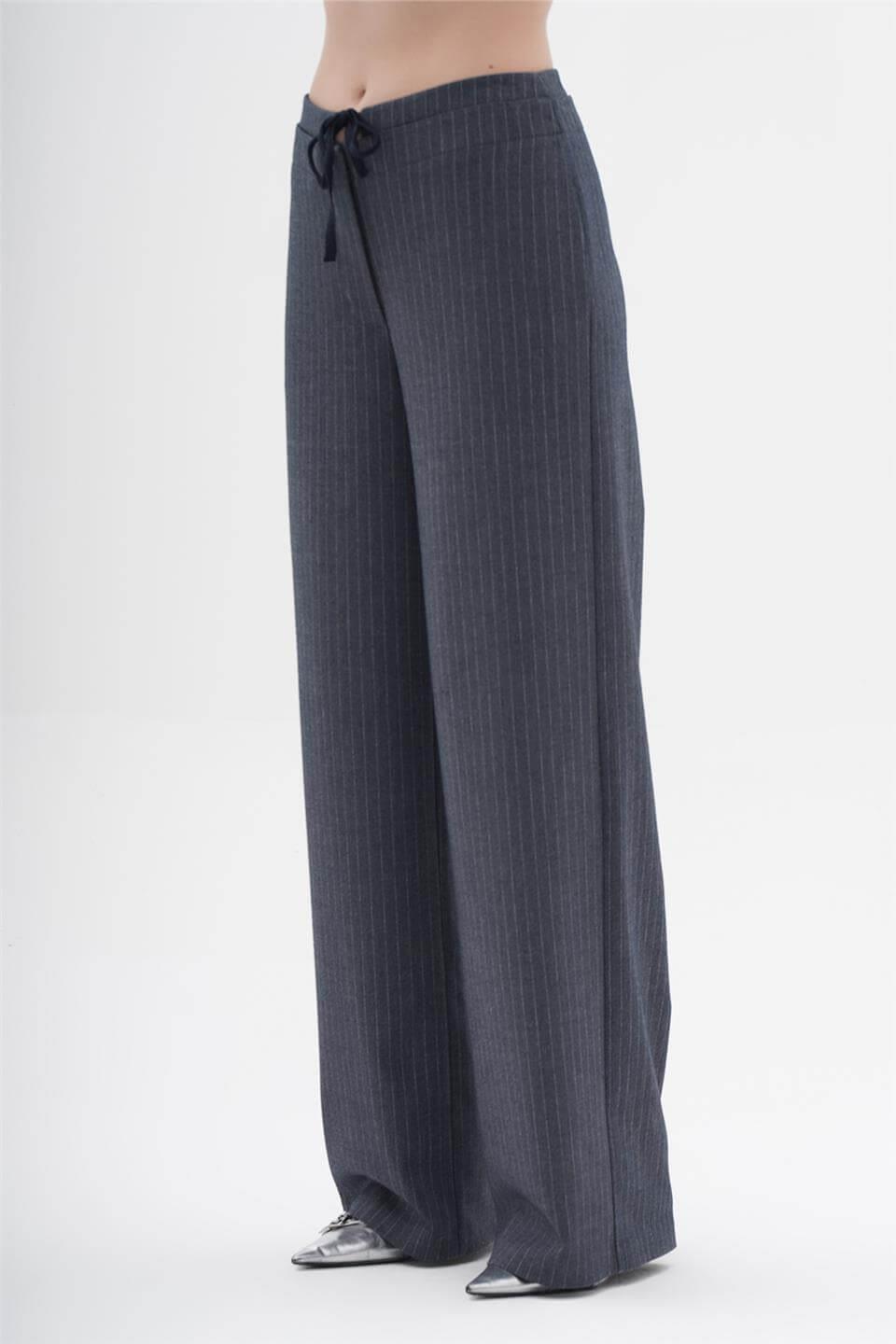 031233 STRIPED PANTS WITH BELT BINDING DETAIL