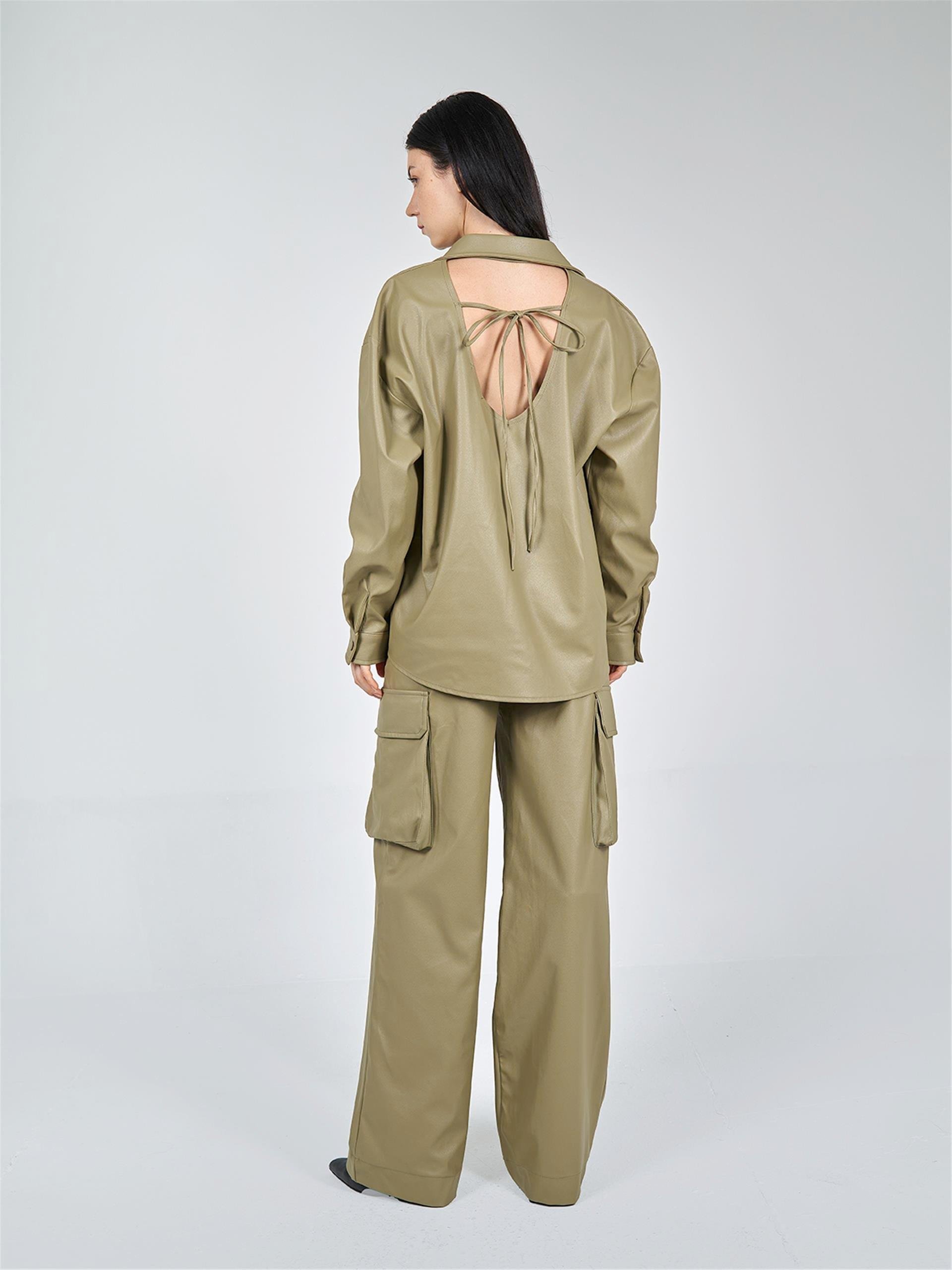 031264 PU - LEATHER CARGO PANTS WITH BIG POCKETS 031250