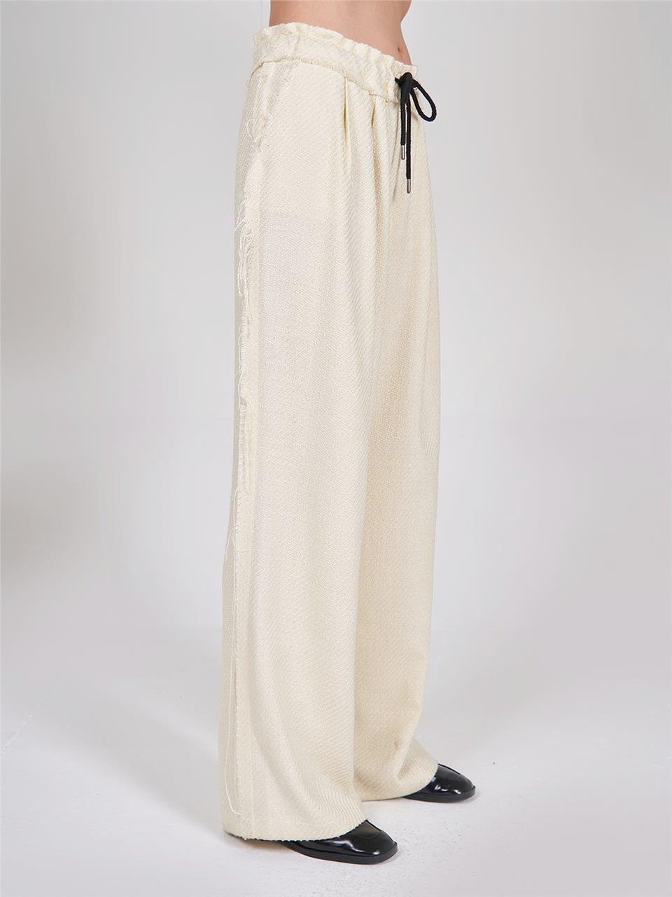 031280 CHANEL FABRIC DRAWSTRING PALAZZO PANTS WITH DESTROYED EDGES
