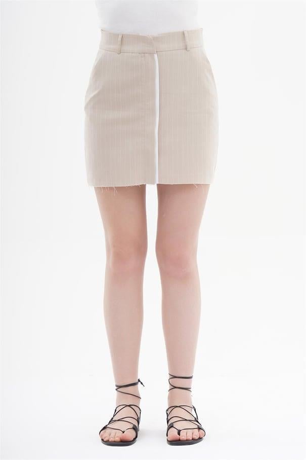 040839 STRIPED MINI SKIRT WITH CUT EDGES