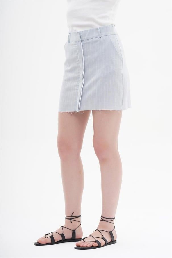 040839 STRIPED MINI SKIRT WITH CUT EDGES
