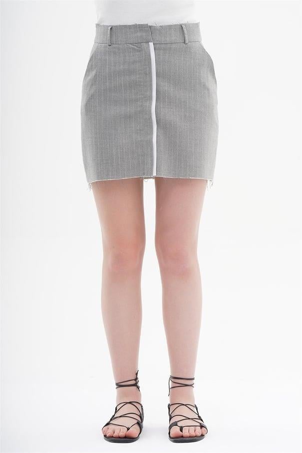 040839 STRIPED MINI SKIRT WITH CUT EDGES