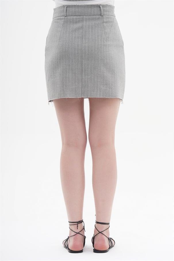 040839 STRIPED MINI SKIRT WITH CUT EDGES