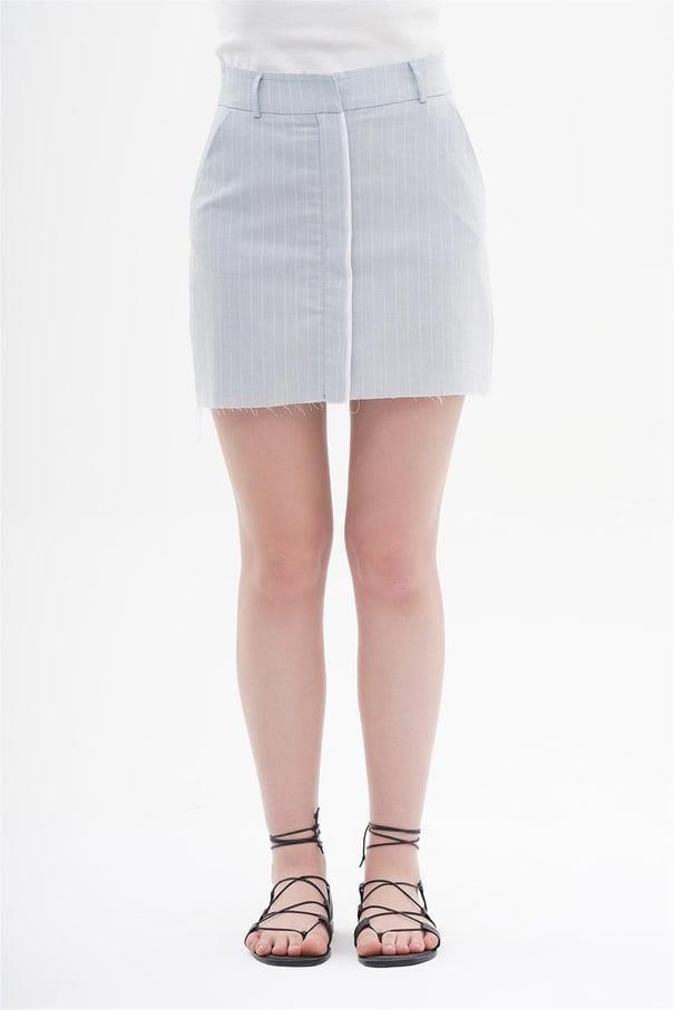 040839 STRIPED MINI SKIRT WITH CUT EDGES