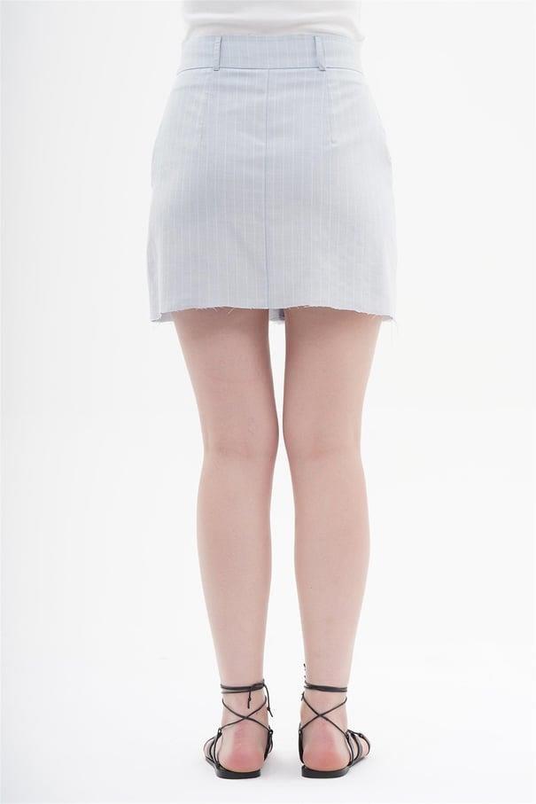 040839 STRIPED MINI SKIRT WITH CUT EDGES