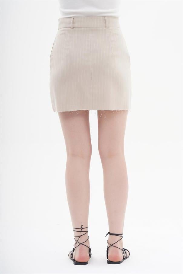 040839 STRIPED MINI SKIRT WITH CUT EDGES