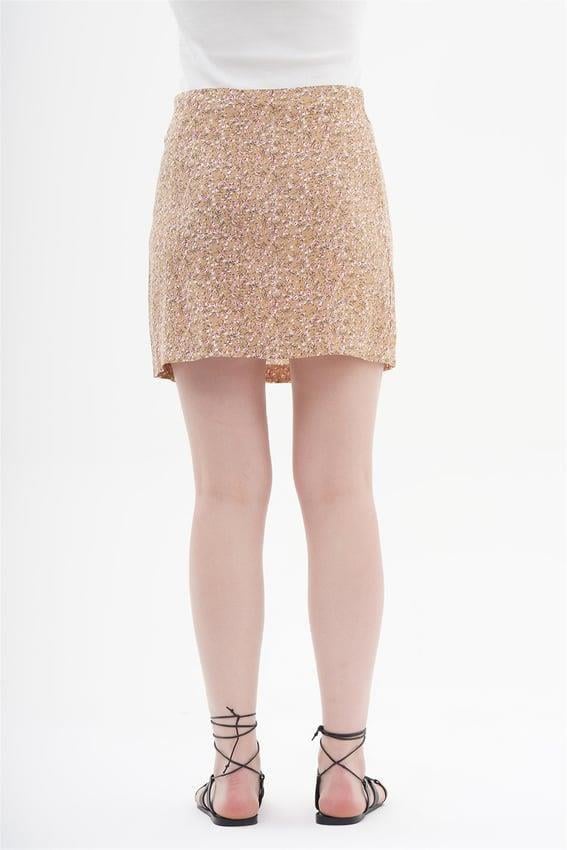 040845 FLORAL PRINTED MINI SKIRT WITH SLIT