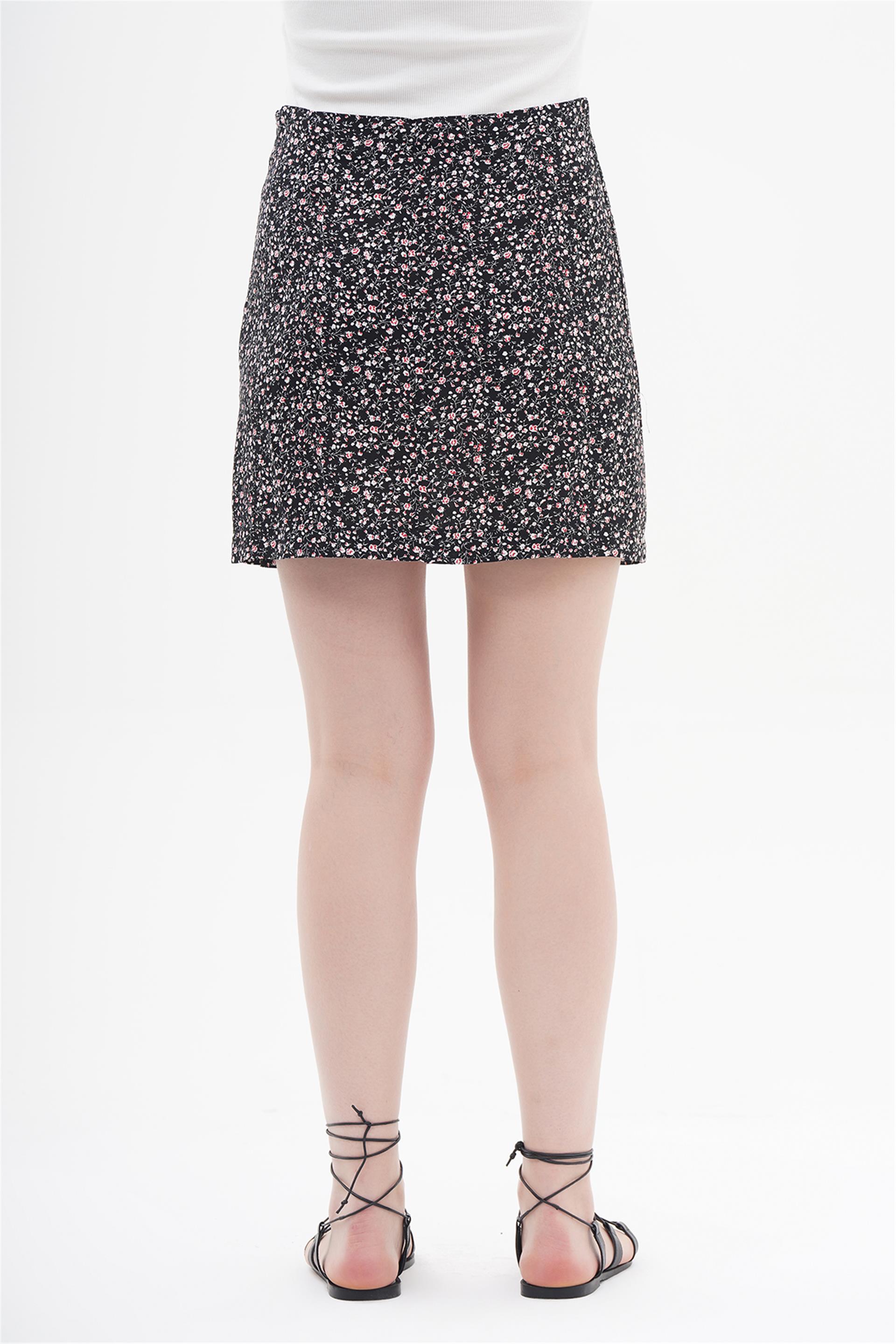040845 FLORAL PRINTED MINI SKIRT WITH SLIT