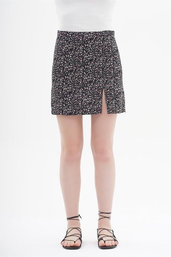 040845 FLORAL PRINTED MINI SKIRT WITH SLIT