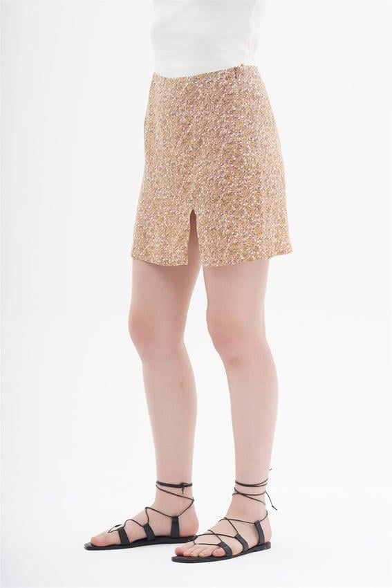 040845 FLORAL PRINTED MINI SKIRT WITH SLIT