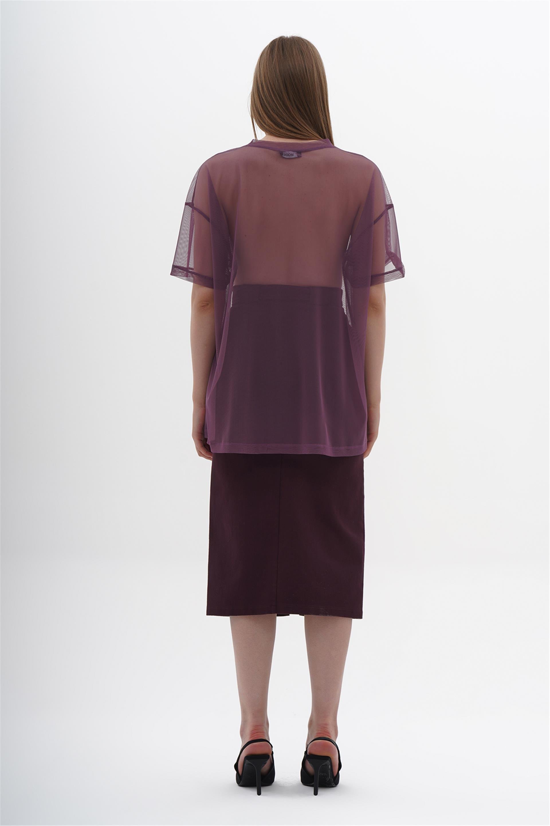 050548 SHORT SLEEVE TULLE T-SHIRT