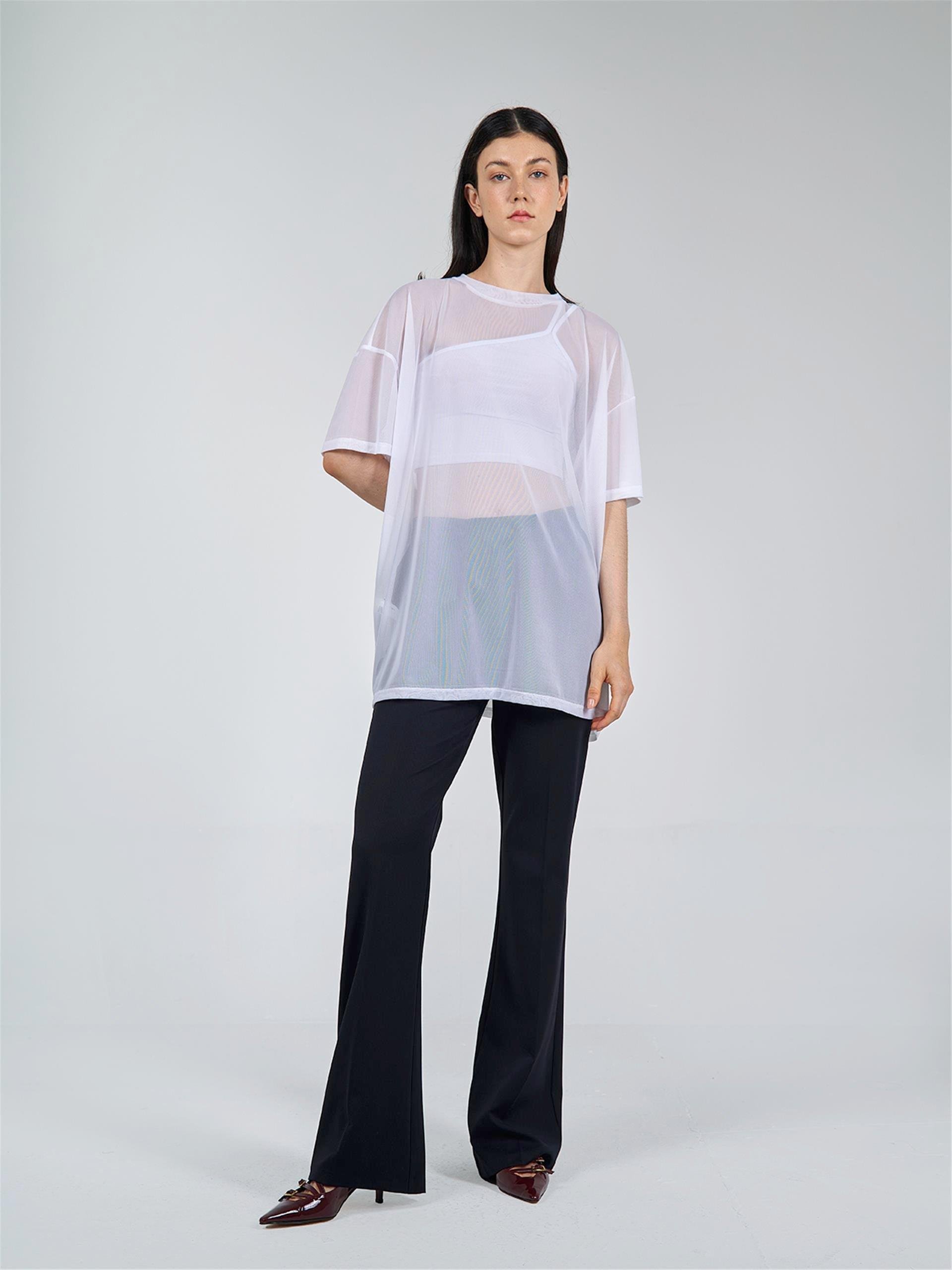 050548 SHORT SLEEVE TULLE T-SHIRT