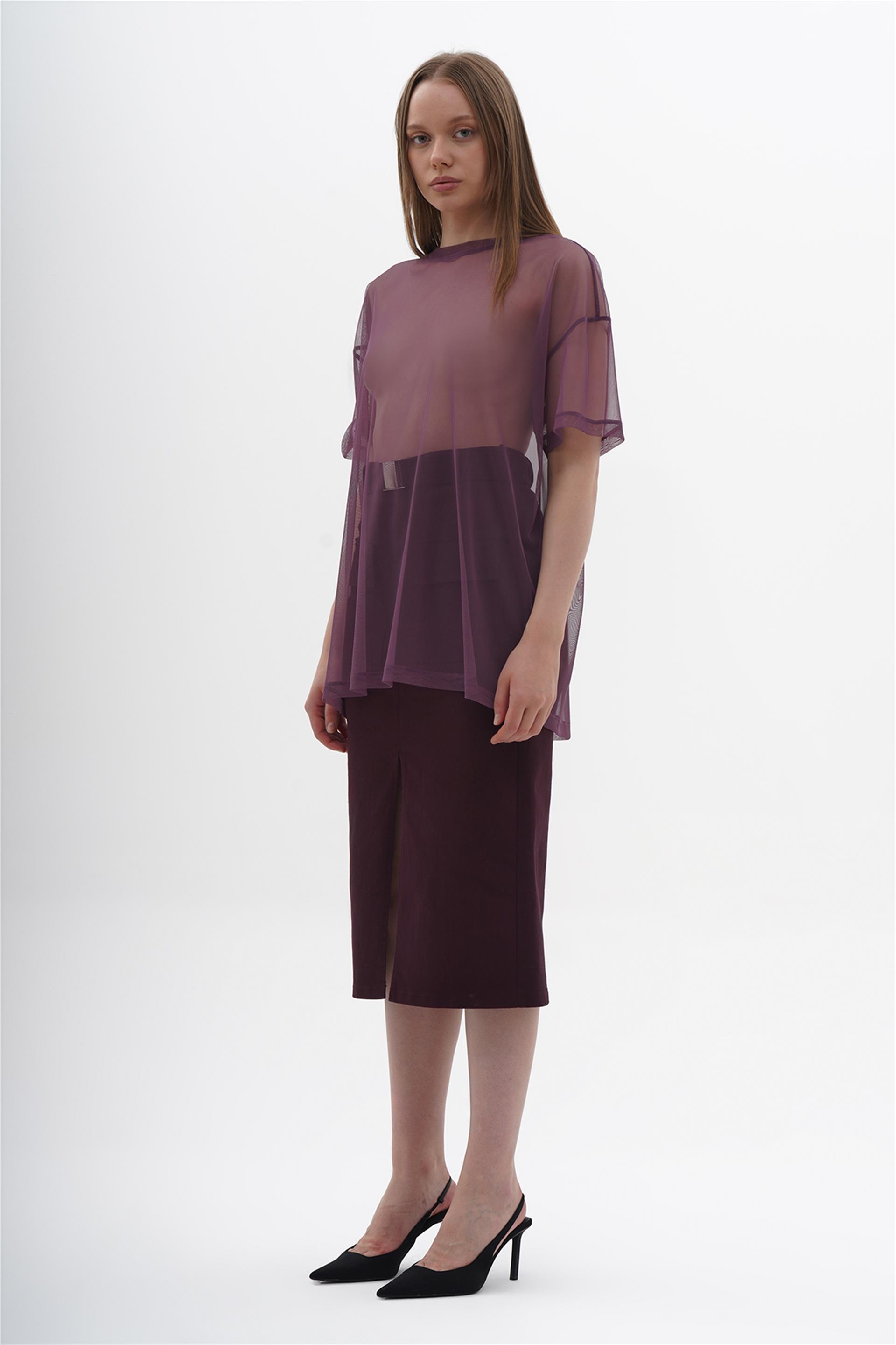 050548 SHORT SLEEVE TULLE T-SHIRT