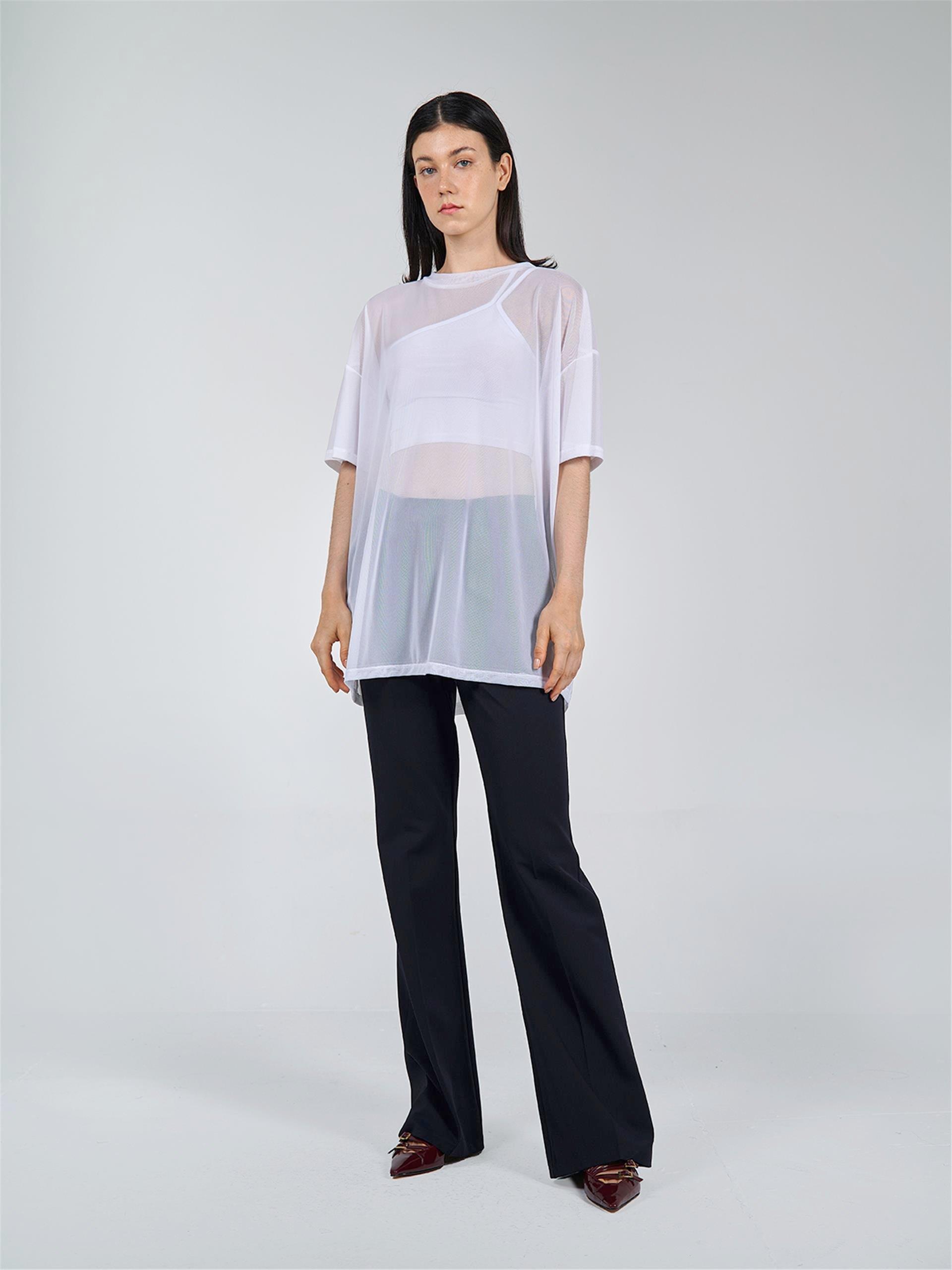 050548 SHORT SLEEVE TULLE T-SHIRT