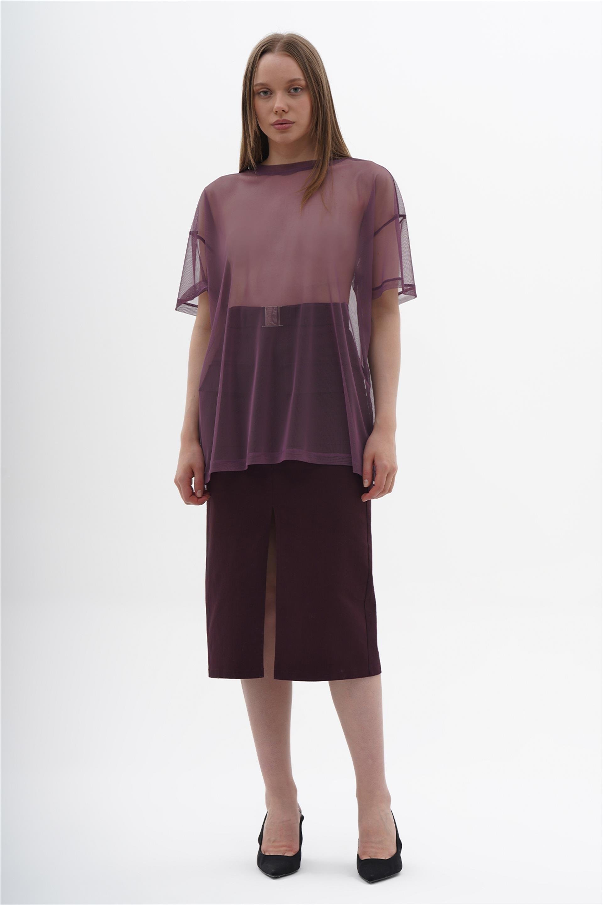 050548 SHORT SLEEVE TULLE T-SHIRT