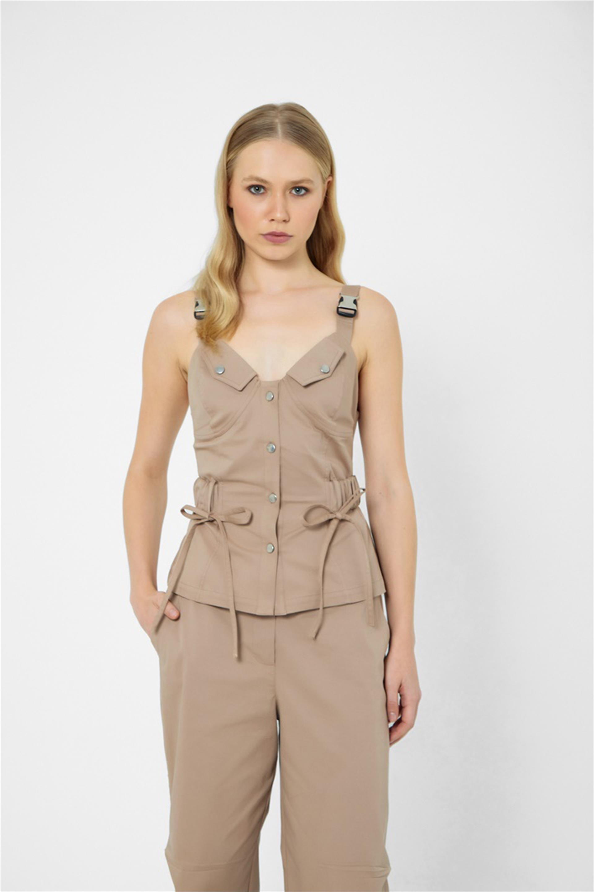 060125 ARMY CORSET WITH BUTTON DETAIL