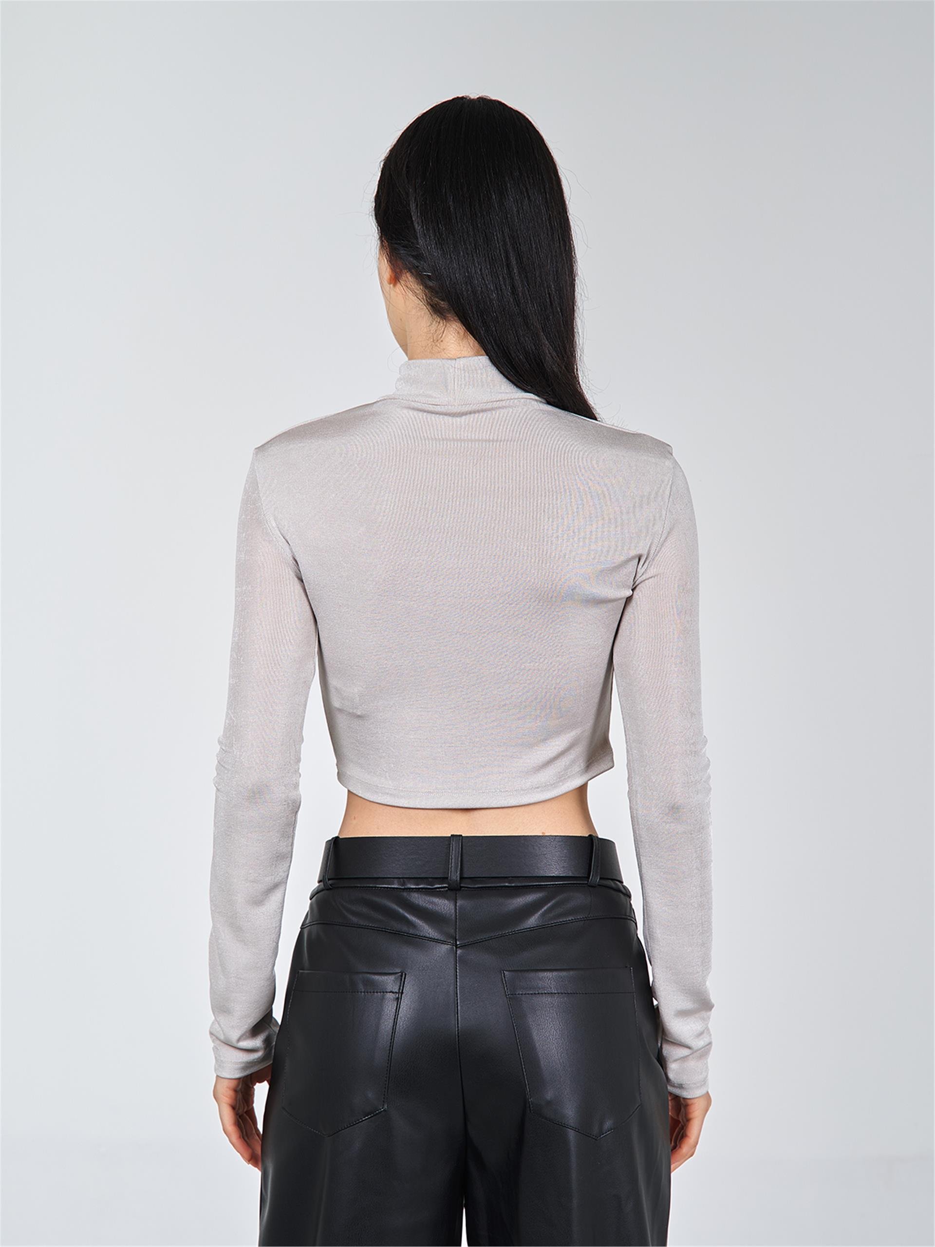 071496  LONG SLEEVE TURTLENECK CROP TOP