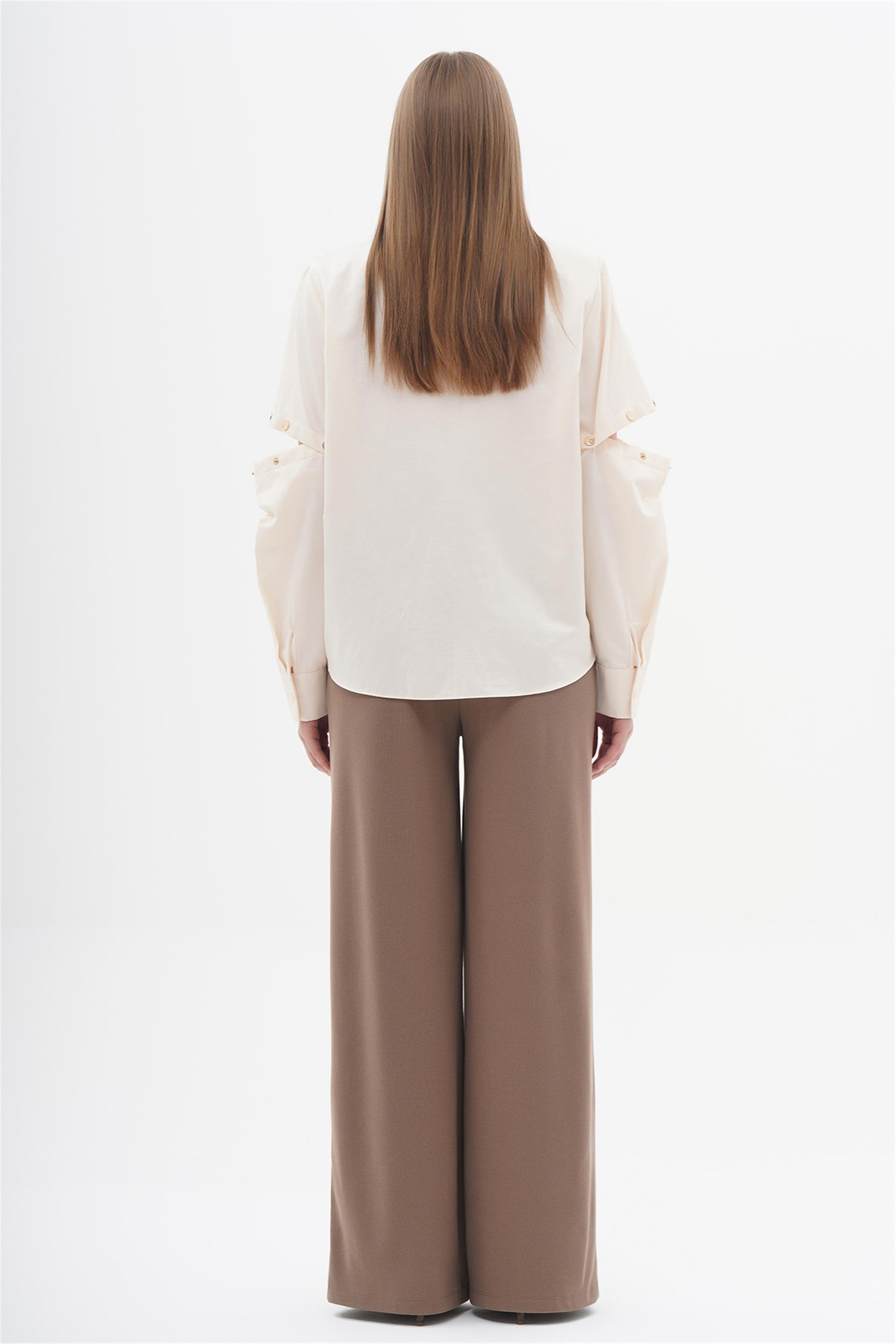 080508 LONG SLEEVE BLOUSE WITH PRESS BUTTON DETAIL