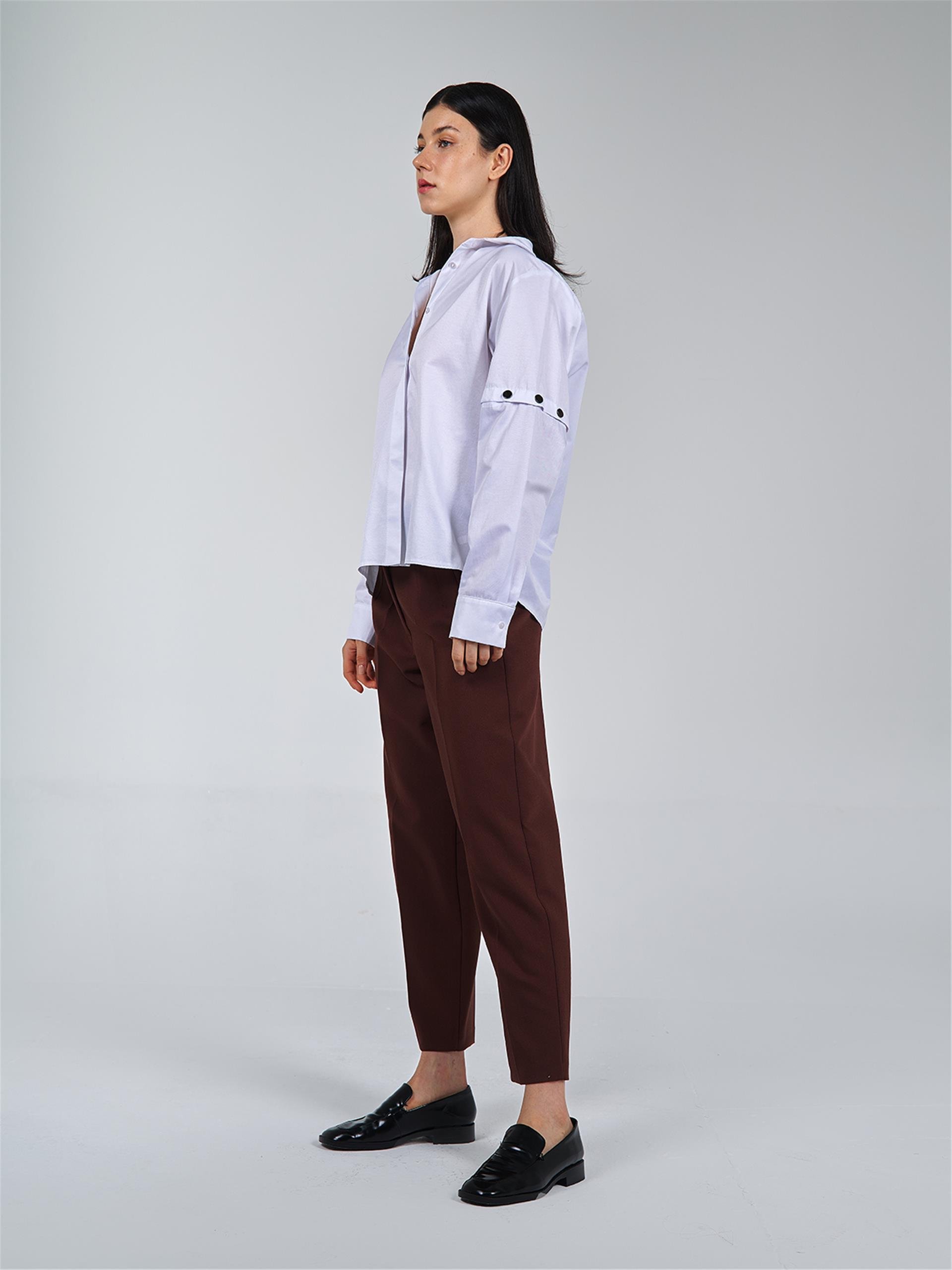 080508 LONG SLEEVE BLOUSE WITH PRESS BUTTON DETAIL